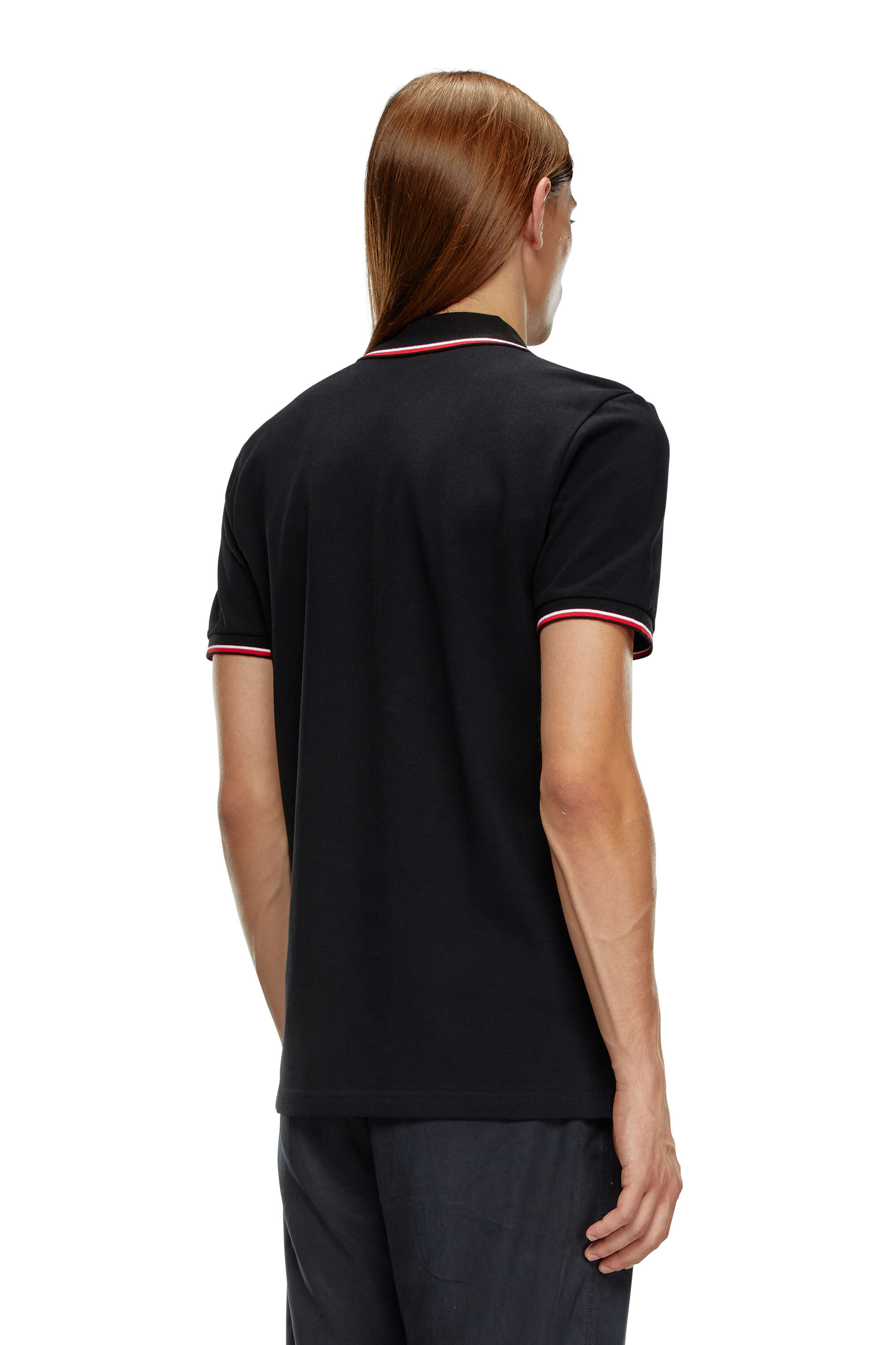Diesel - T-SMITH-D, Male's Polo shirt with striped trims in Black - 4