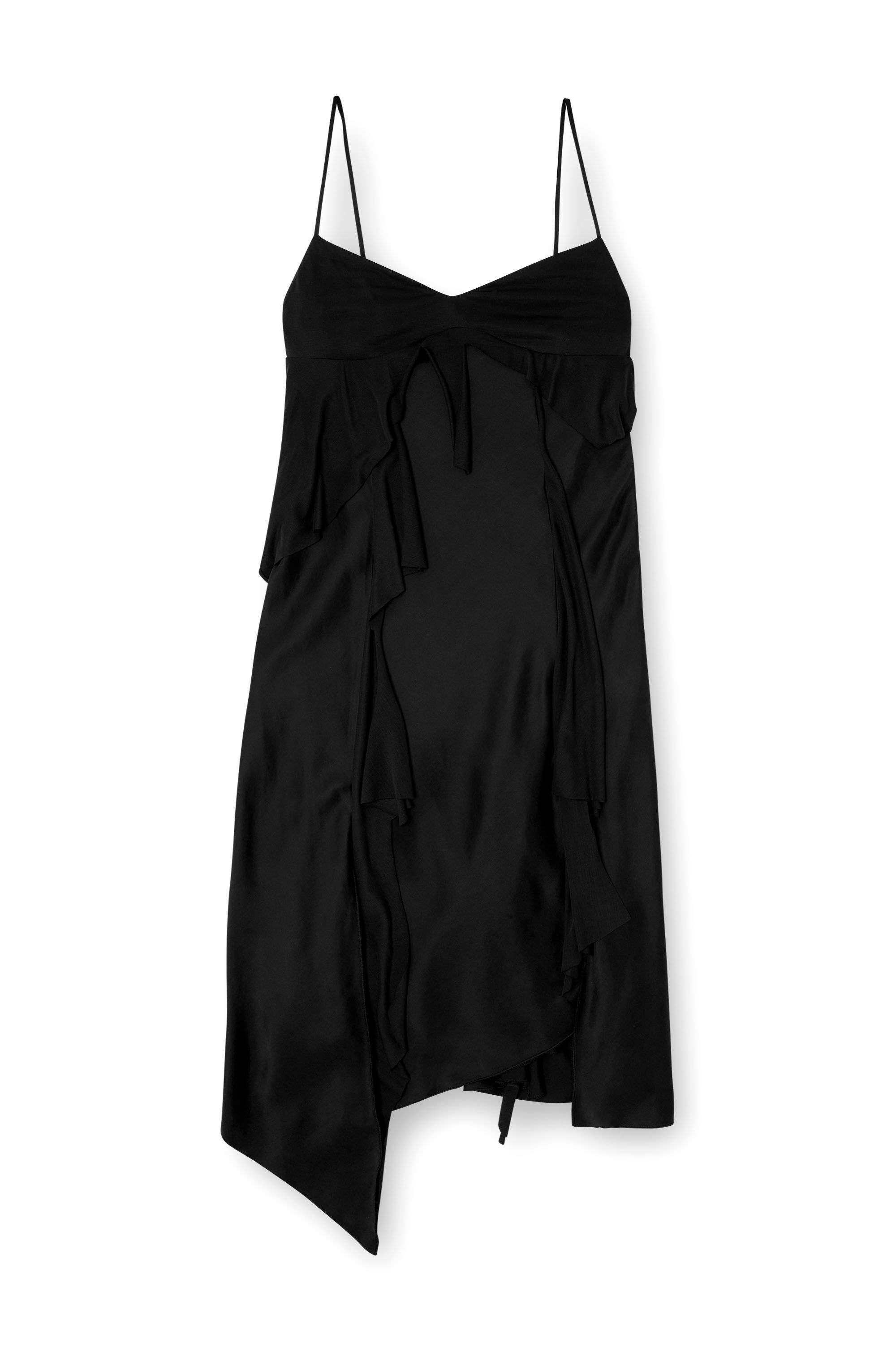 Diesel - D-ANCER, Robe en satin avec volants à coupe brute Femme in Noir - 2