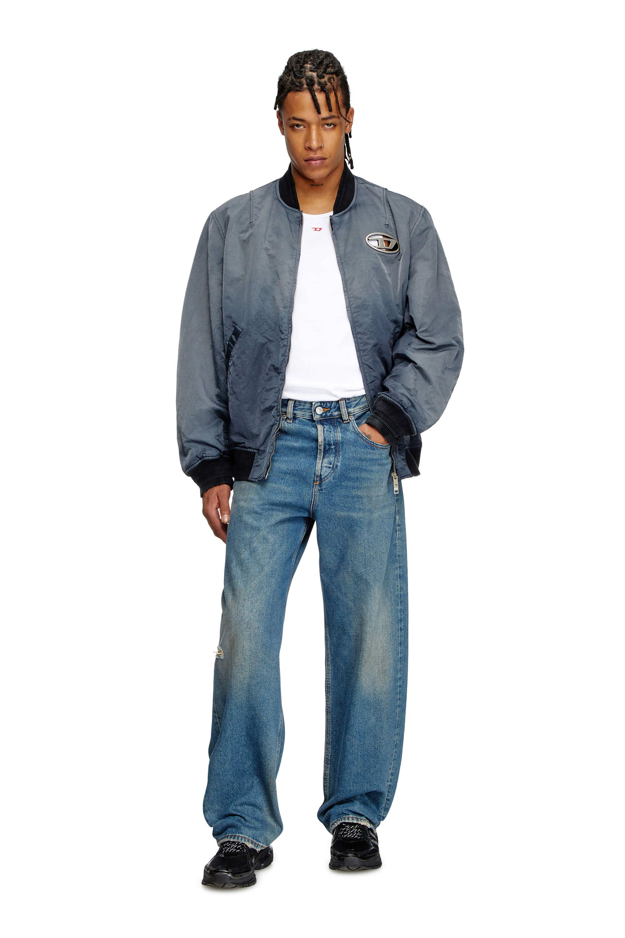 Diesel - J-KEPES, Male's Dégradé padded bomber jacket in Dark Grey - 1