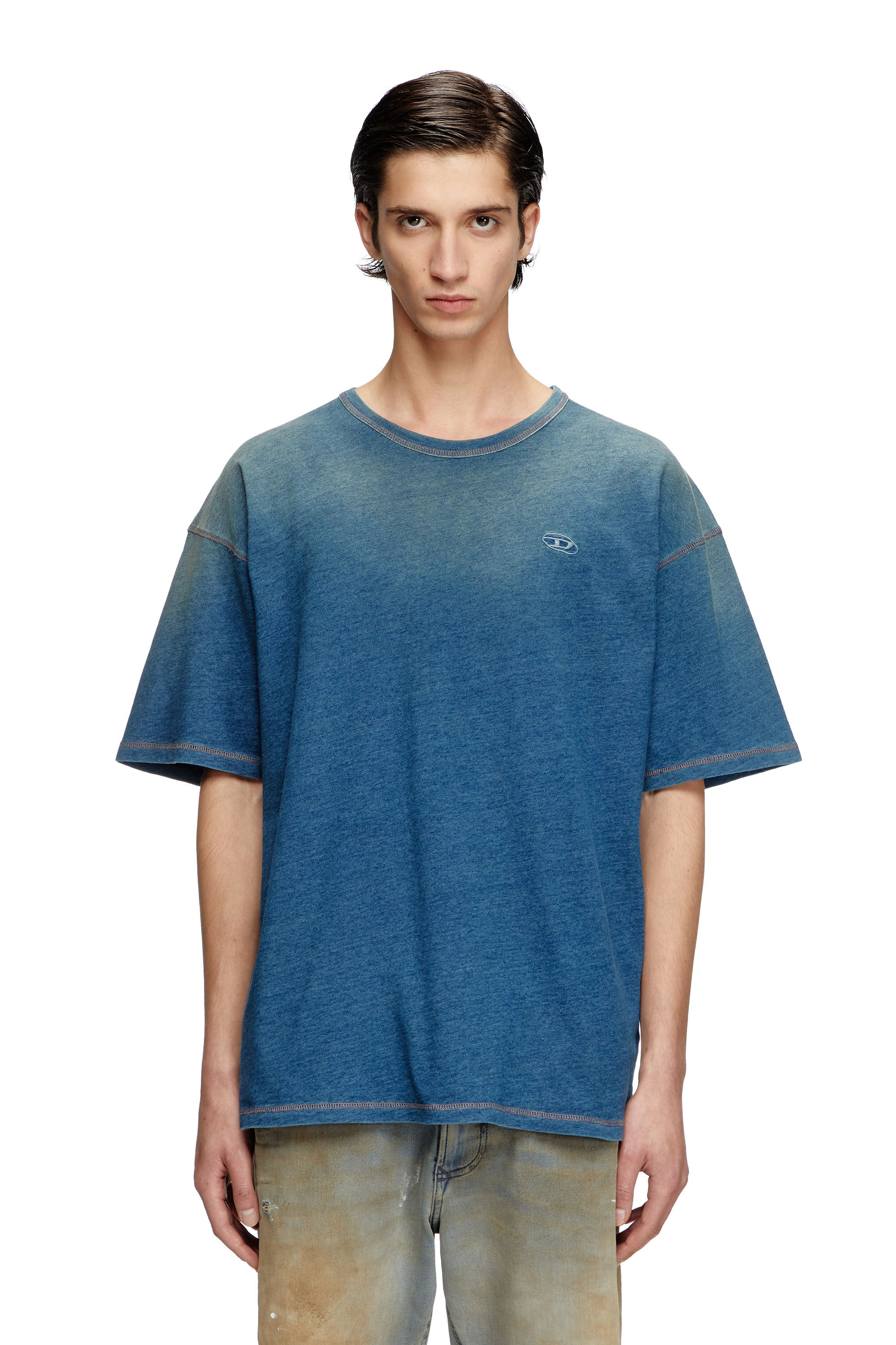 Diesel - T-BOXT-R11, Male's T-shirt with sprayed treatment in Blue - 3
