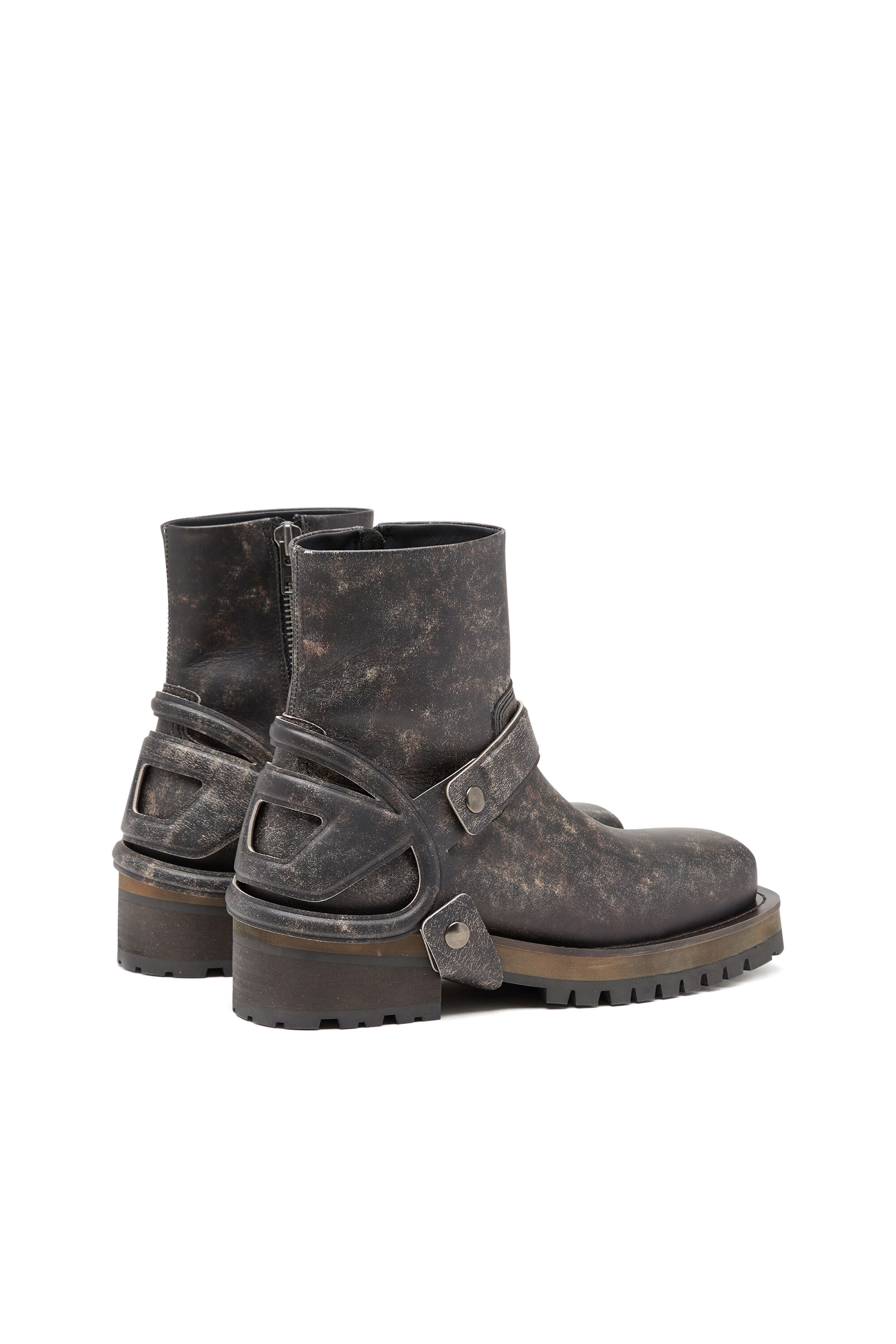 Men s D Texan Harness boots in distressed leather Brown Diesel