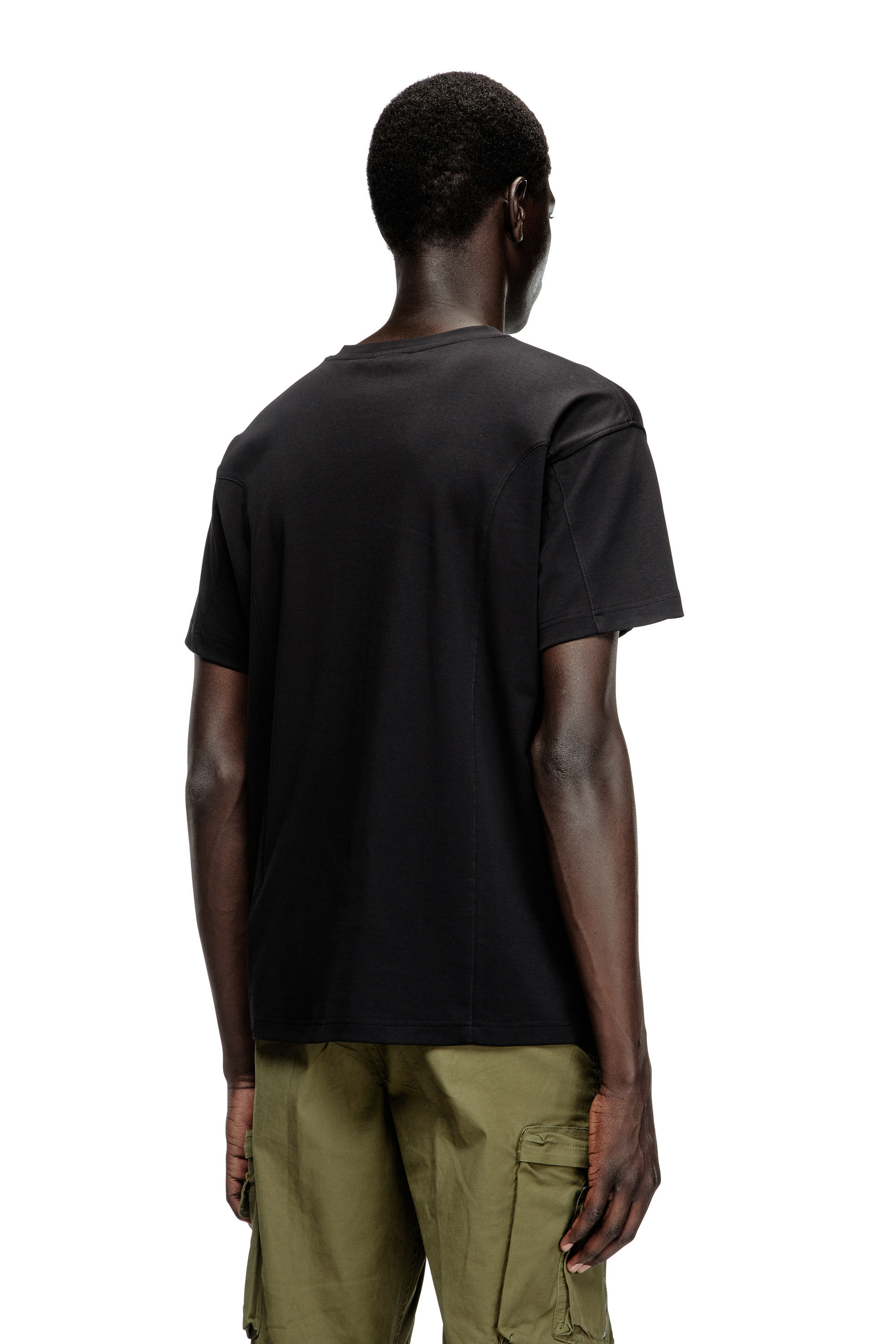 Diesel - T-NORM-INT, Male's Short-sleeve T-shirt with panels in Black - 4