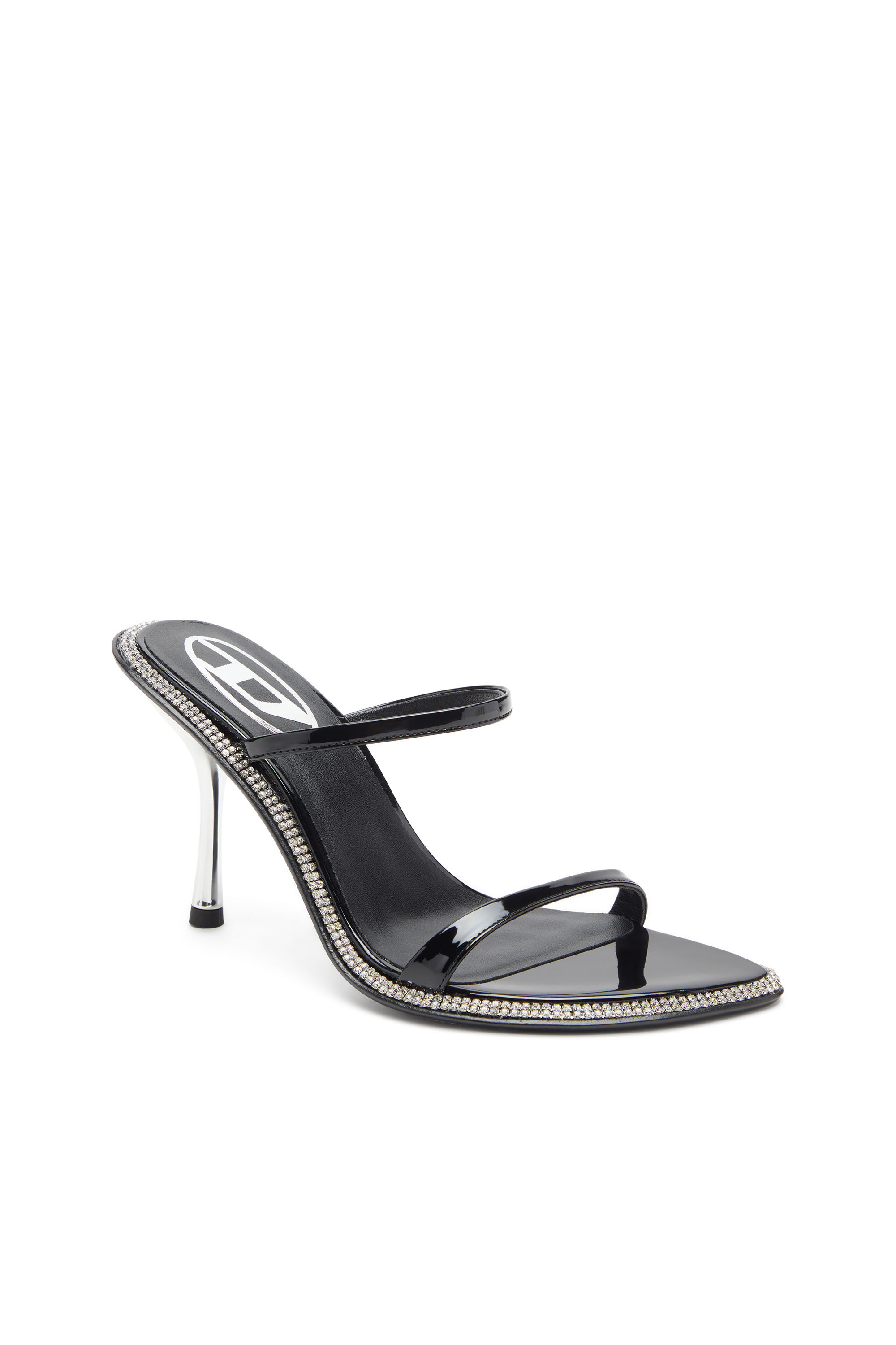 Diesel - D-HAVANNA SDL, Female's D-Havanna-Strappy patent mules with crystals in Black - 6