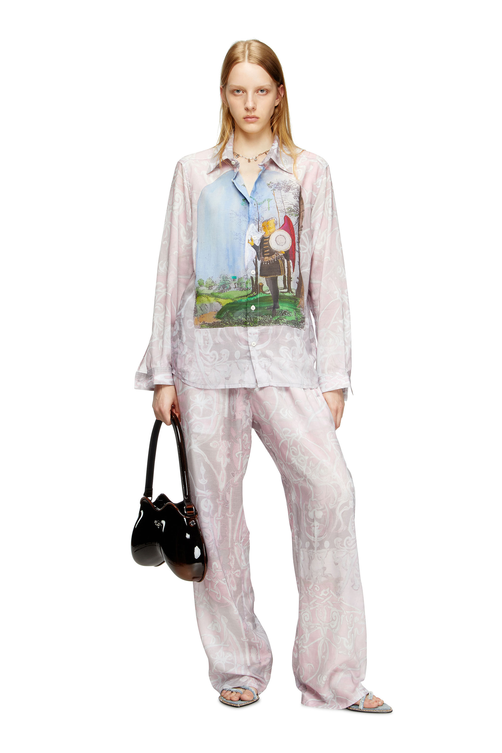 Diesel - S-SIMPLY-A-AJFW, Chemise avec imprimé médiéval Mixte in Rose - 6