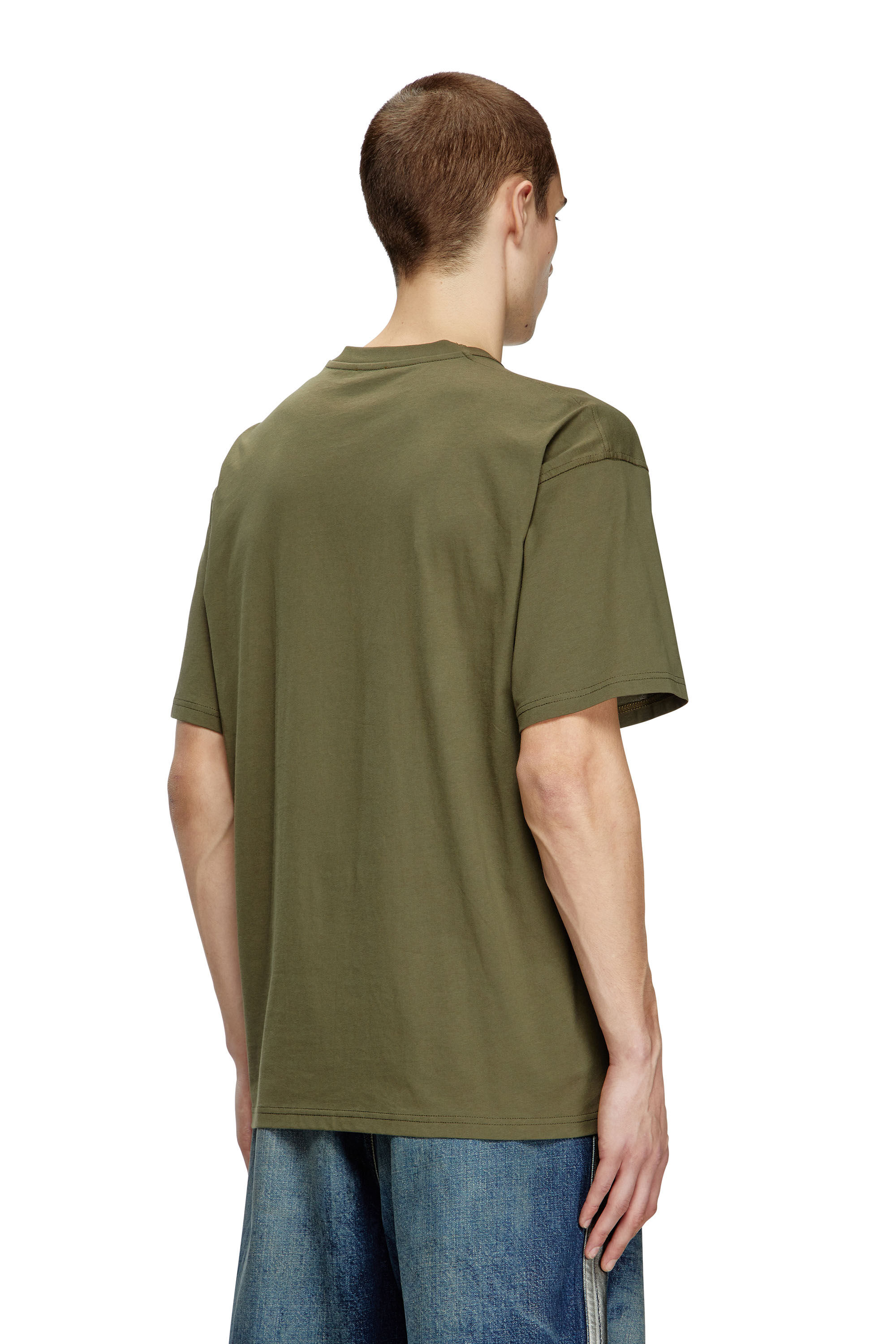 Diesel - T-BOXT-R15, Male's T-shirt with blowout logo graphic in Military Green - 4