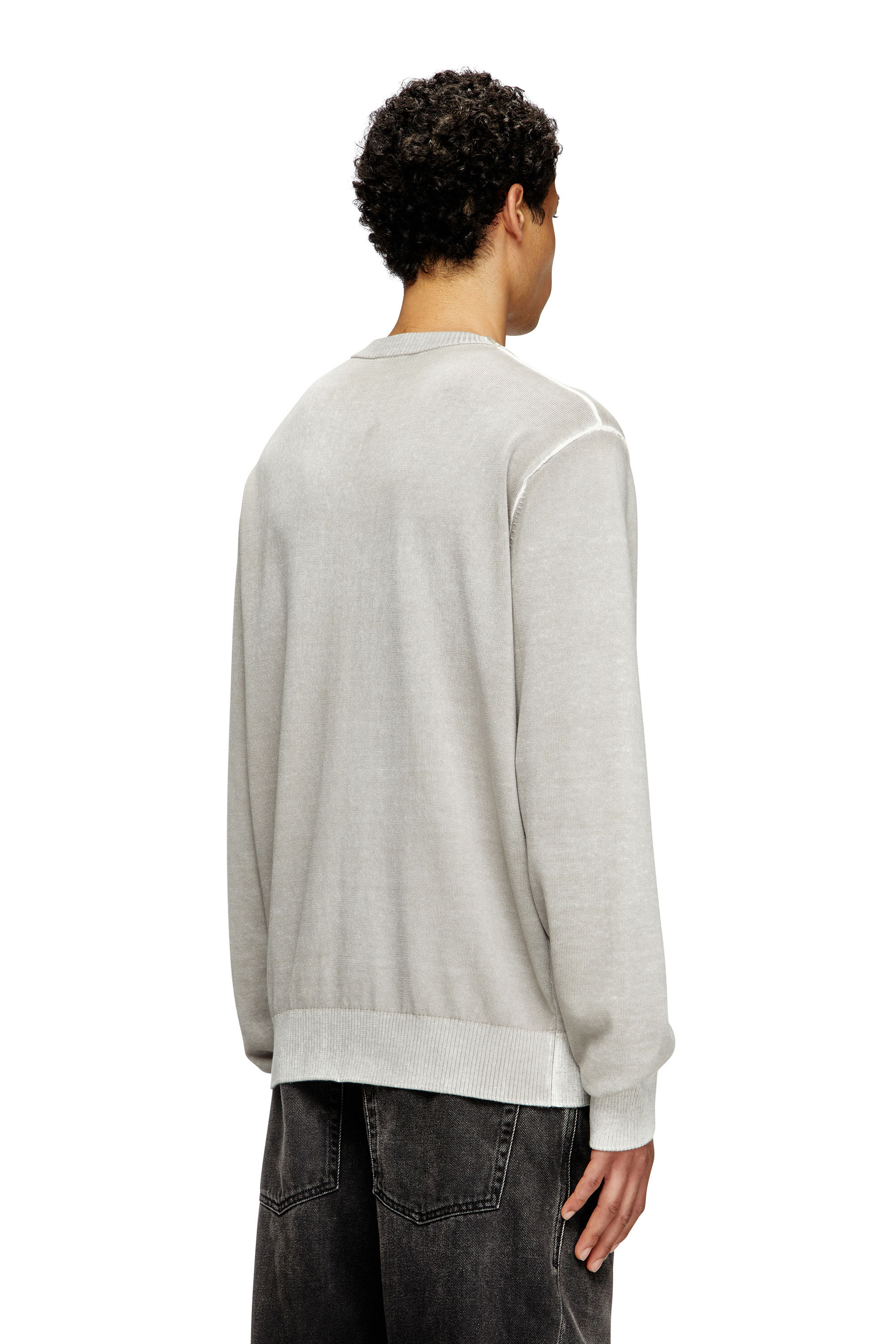Diesel - K-LARENCE-B, Pull en coton avec imprimé inversé Homme in Gris - 4