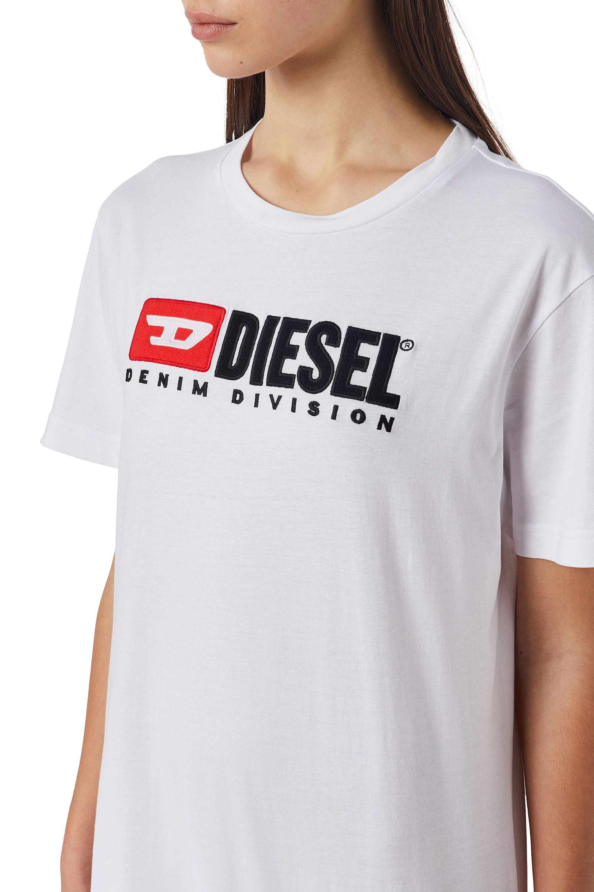 Diesel - D-EGOR-DIV, Female's T-shirt dress with logo in White - 5