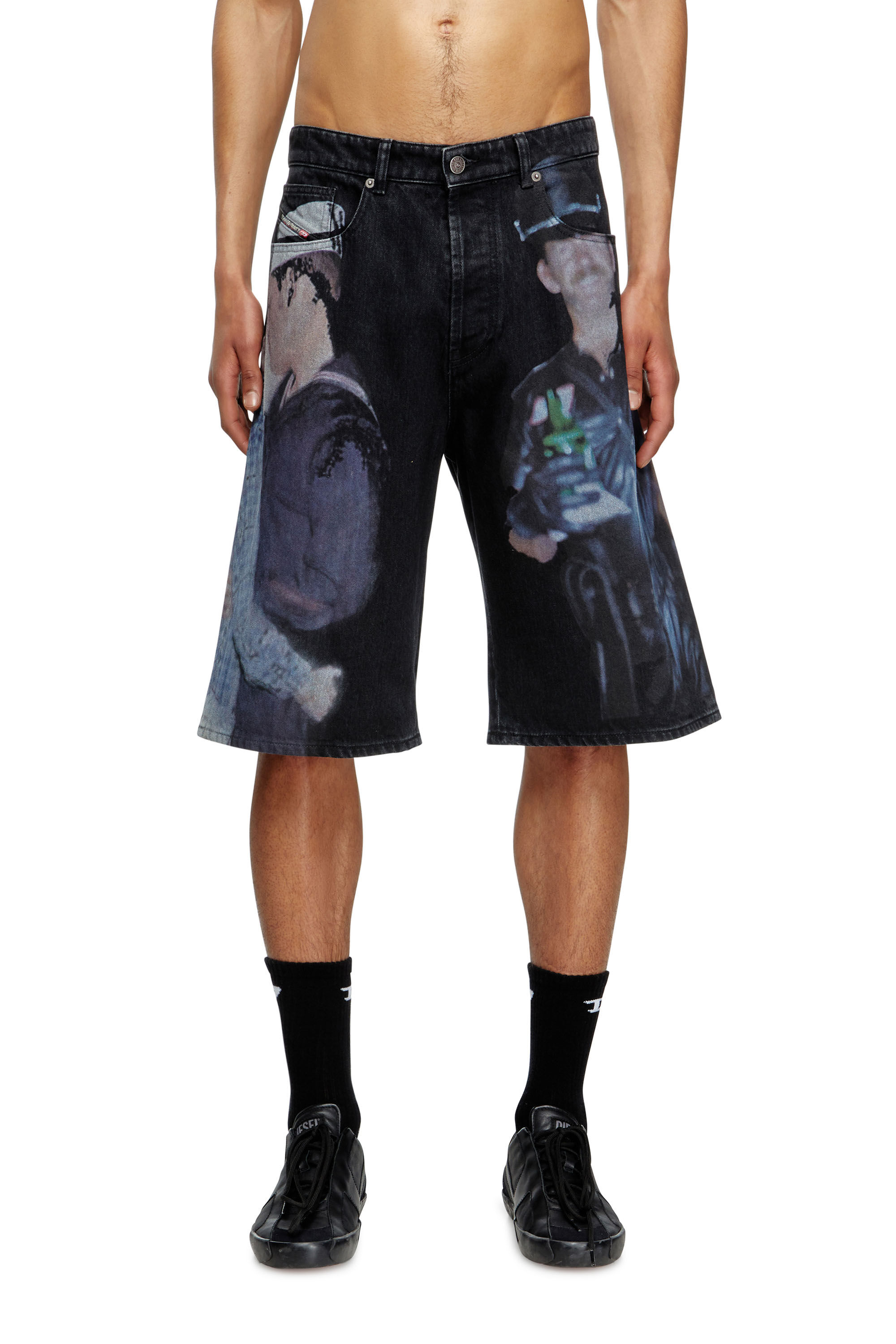 Diesel - PR-D-RIXFORD-S, Short en denim avec imprimé multicolore Mixte in Noir - 3