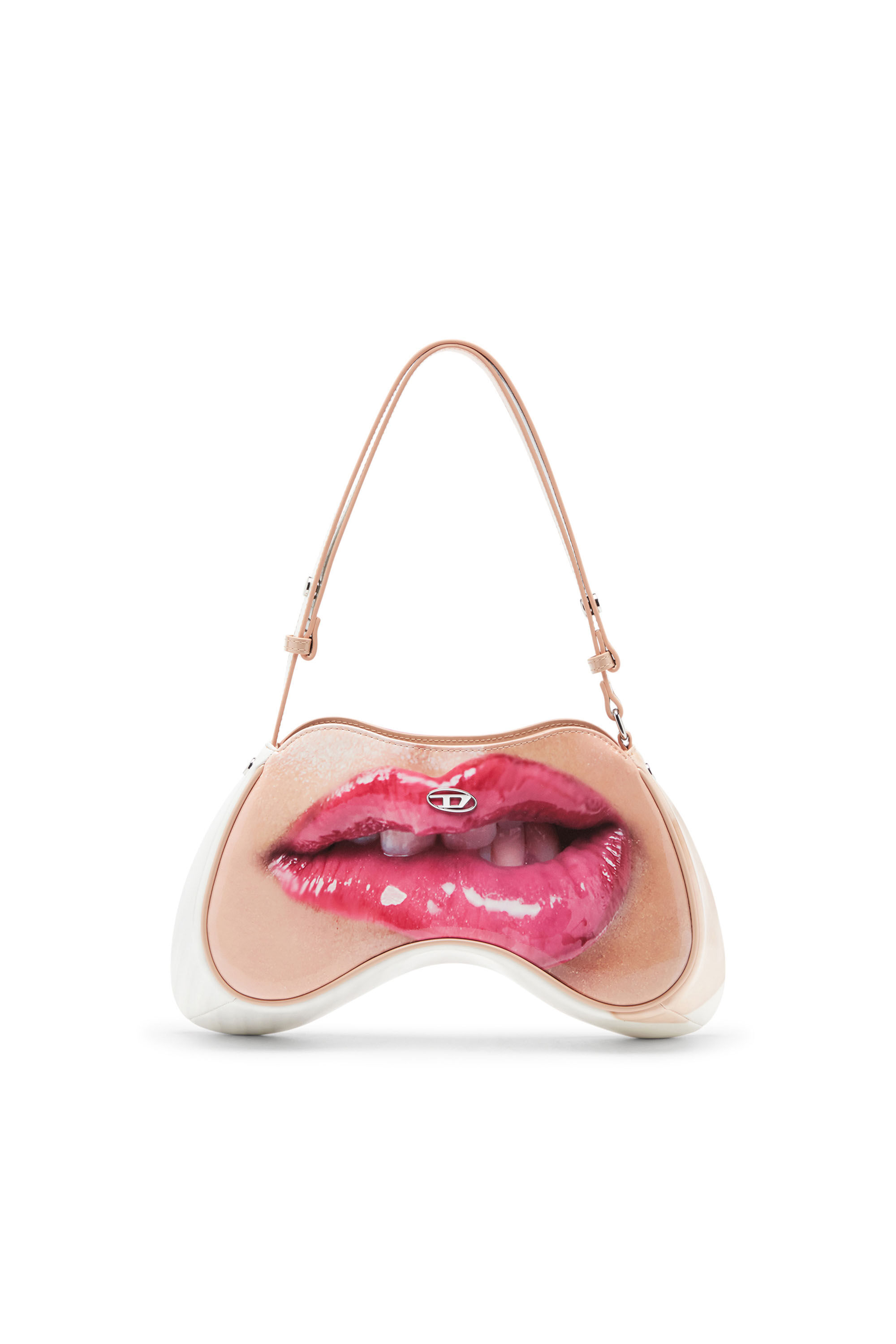 Diesel - PLAY SHOULDER, Female's Play-Shoulder bag in printed glossy PU in White - 1