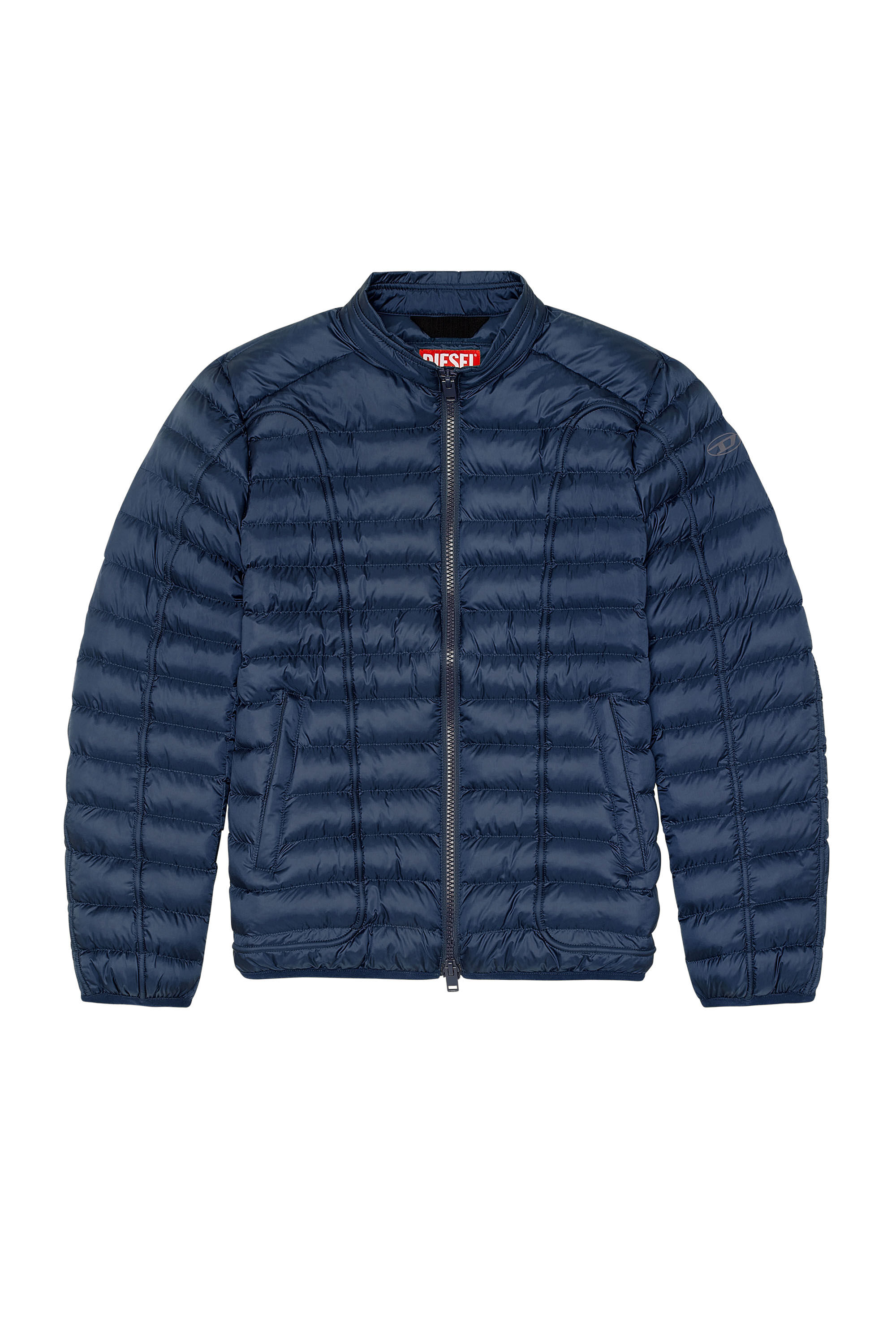 Diesel - W-HAWKYL, Veste doudoune en nylon avec passepoil Homme in Bleu - 2