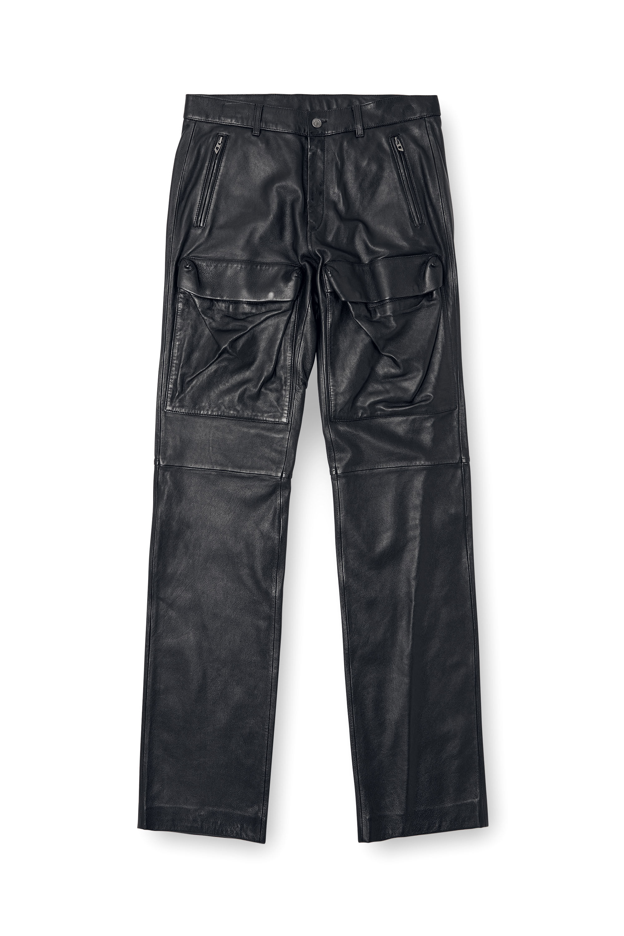 Diesel - P-GAST, Pantalon en cuir avec poches utility Homme in Noir - 2