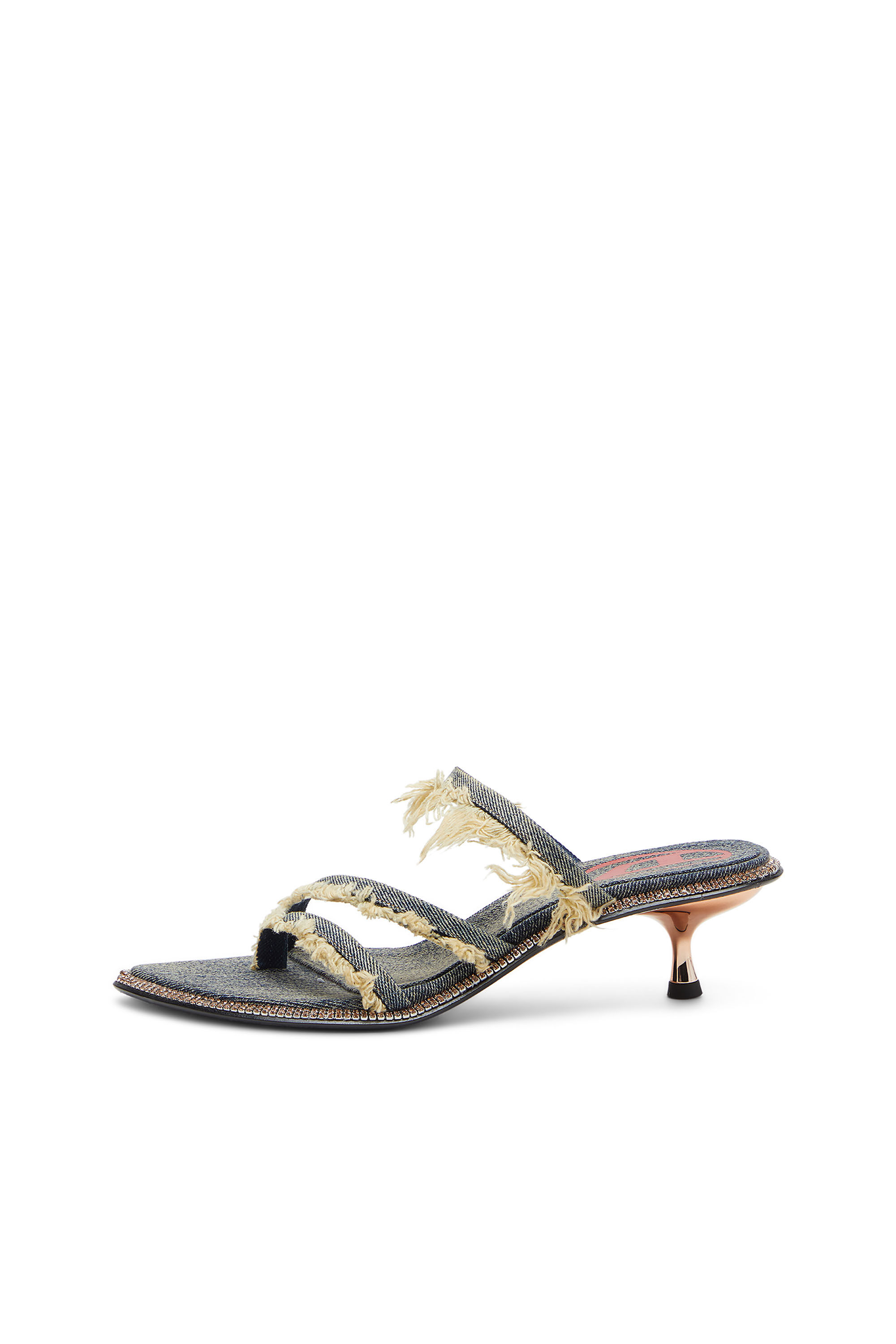 Diesel - D-HAVANNA KITTIE, Female's D-Havanna Kittie-Frayed-denim mules with crystals in Blue - 7