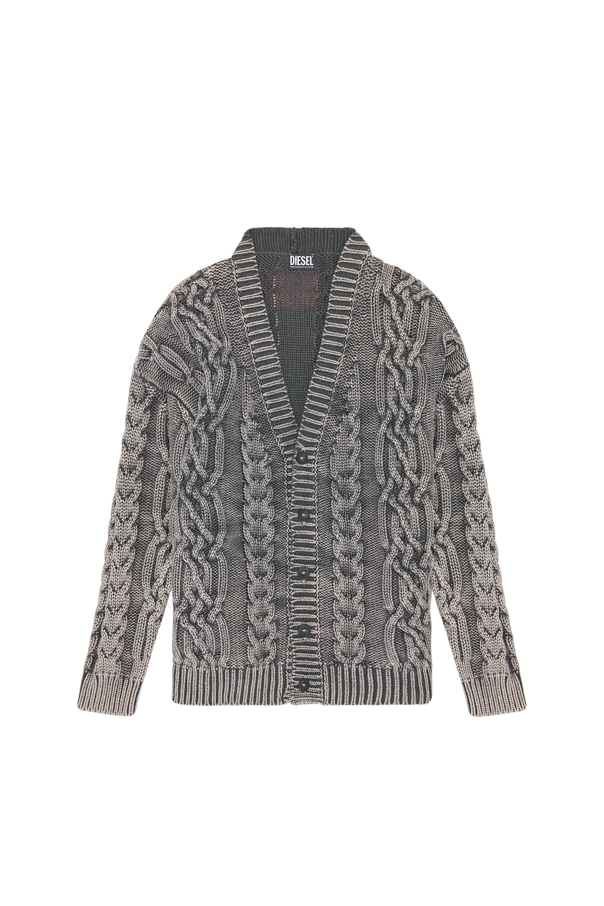 K-ELINDO Man: Oversized faded cable-knit cardigan | Diesel