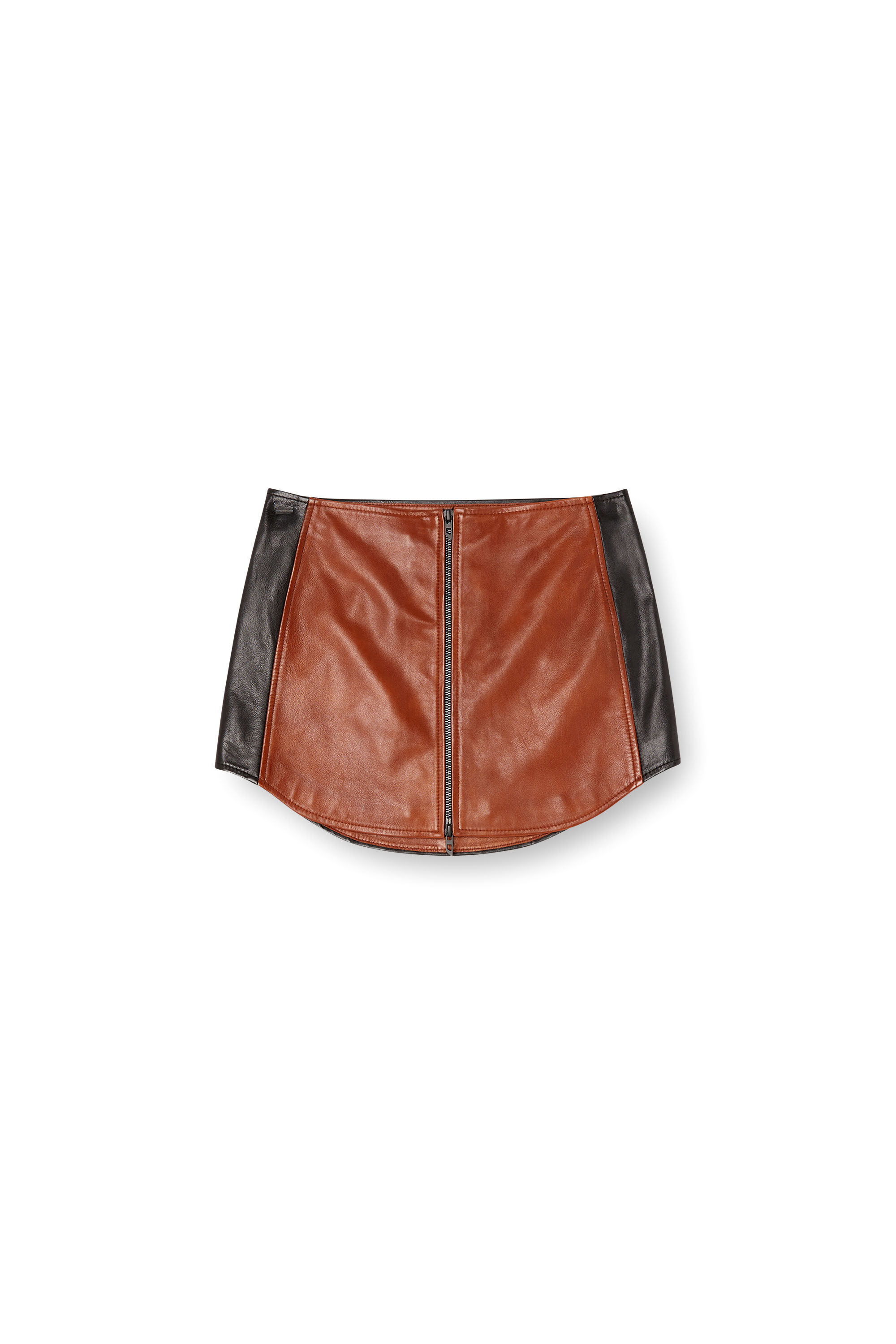 Diesel - L-OLLIPOP, Mini-jupe en cuir color-block Femme in Marron - 2