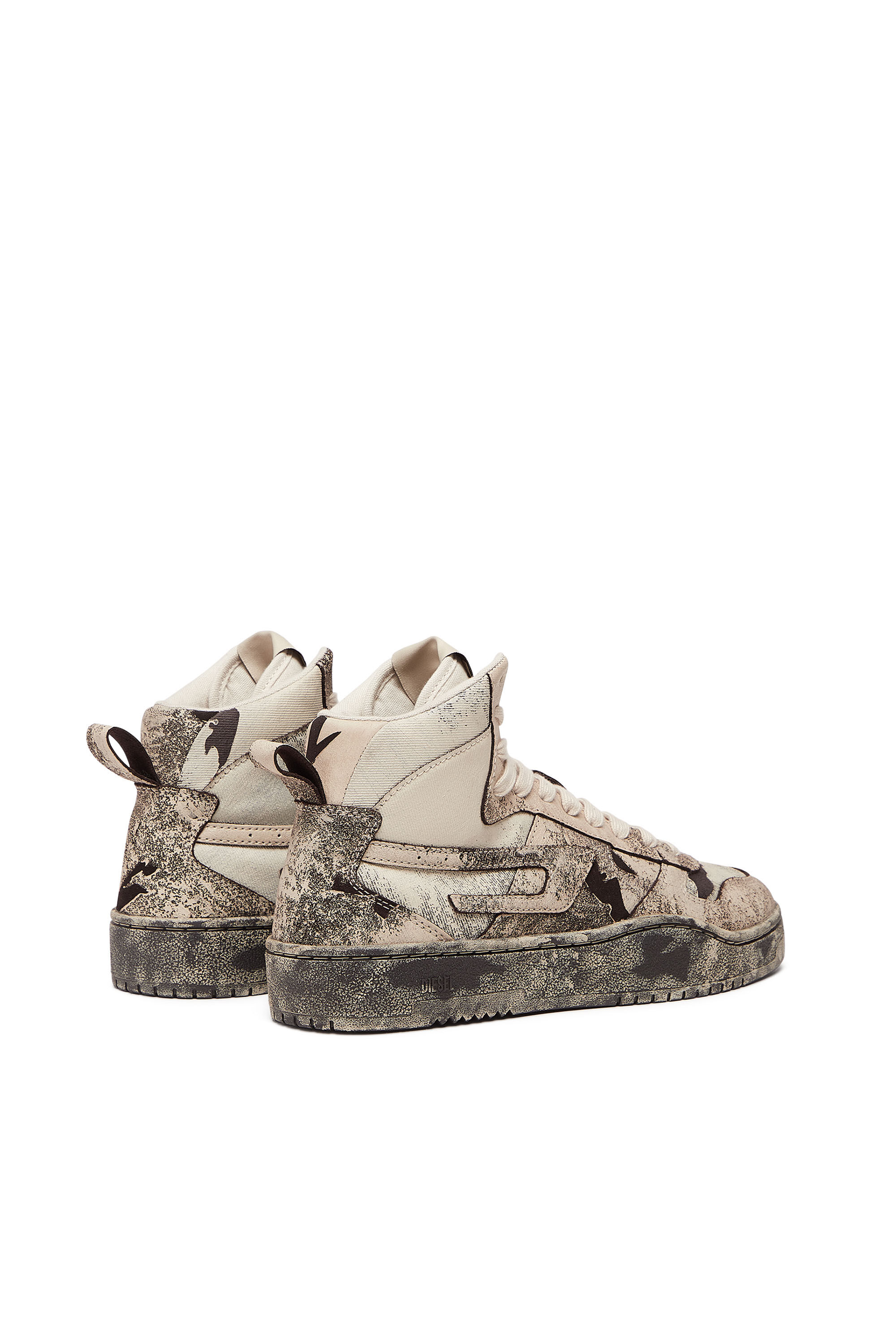 Diesel - S-UKIYO V2 MID, Male's S-Ukiyo V2 Mid - High-top camo sneakers with peel-off effect in Pink/Black - 3