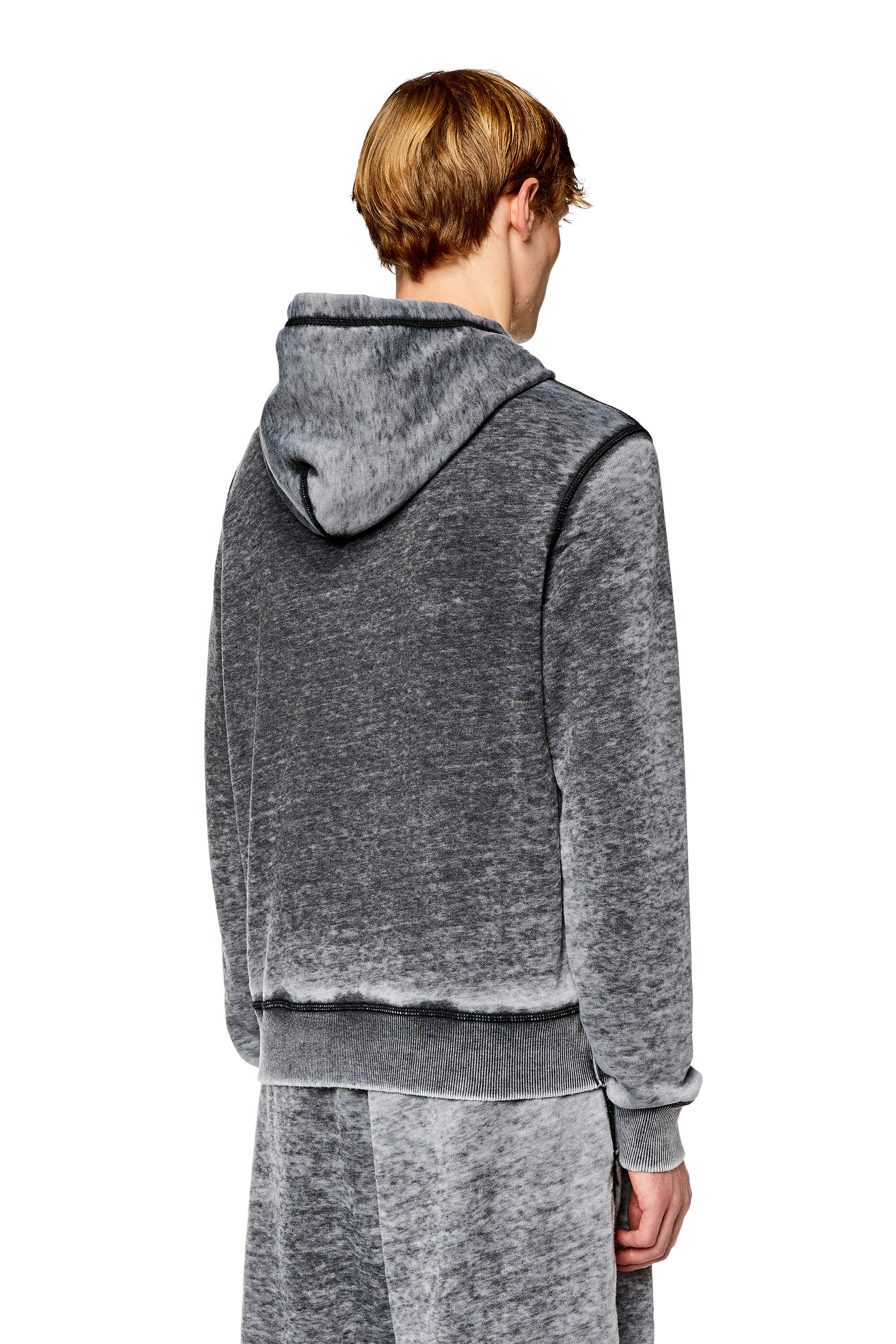 Men s Hoodie with burn out logo S GINN HOOD L1 Diesel
