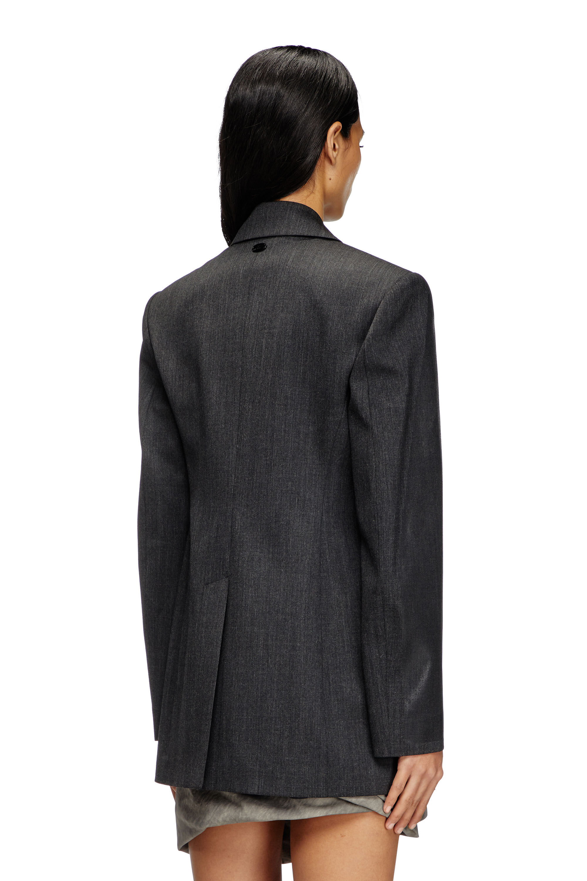 Diesel - G-ALLANT, Female's Double-breasted blazer with coated front in Black - 5