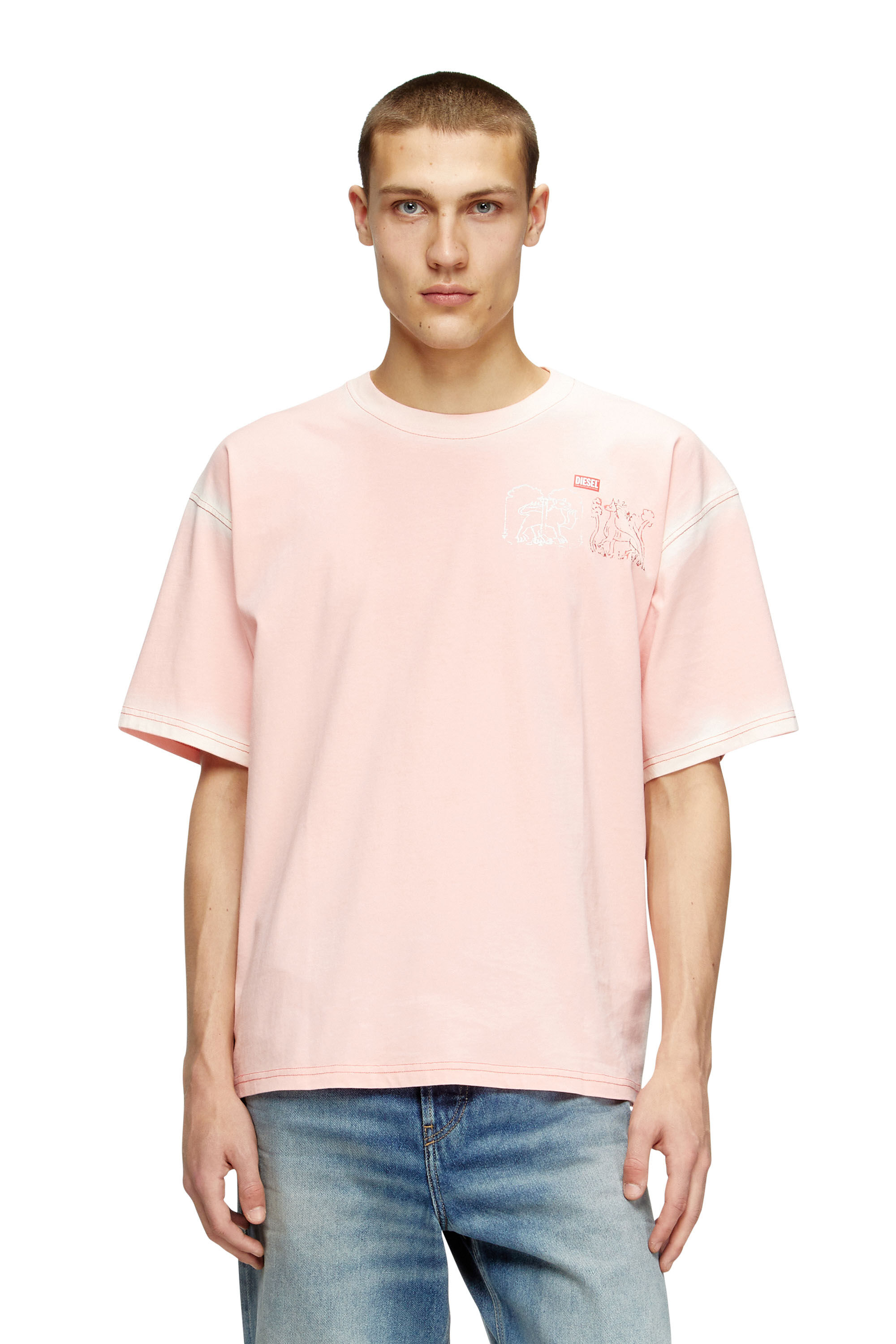Diesel - T-BOXT-T10, Male's T-shirt with sword print in Pink - 3