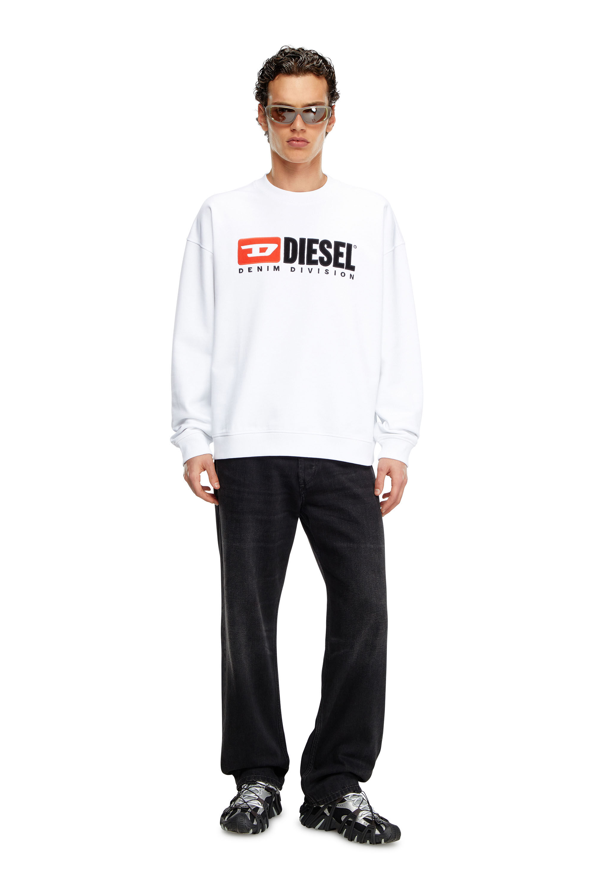 Diesel - S-BOXT-DIV, Sweat-shirt avec logo Denim Division Homme in Blanc - 1