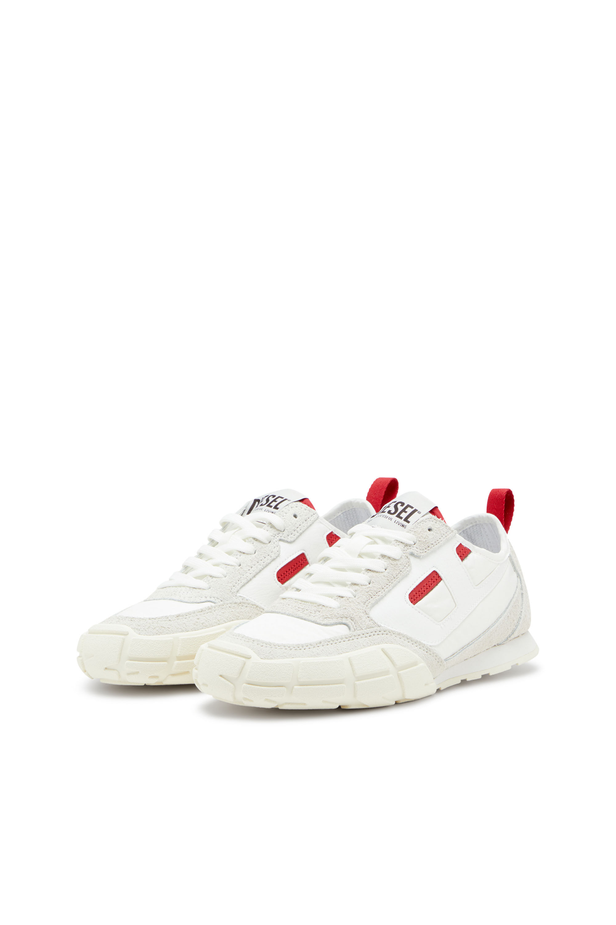 Diesel - S-PAGODHA LOW W, Female's S-Pagodha-Sneakers in leather, suede and ripstop in White/Red - 8