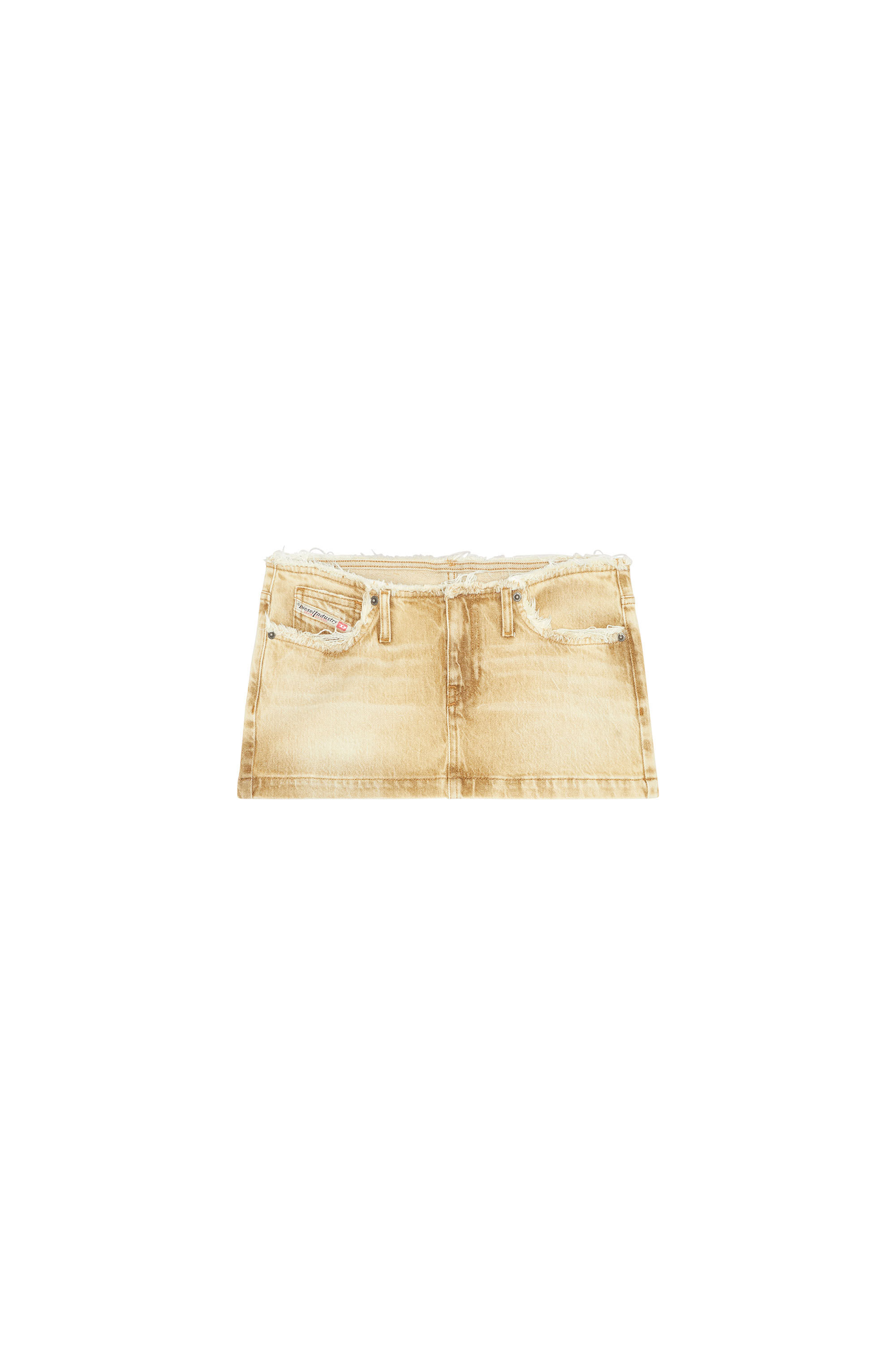 Diesel - DE-RON-S, Female's Mini skirt in stone-washed denim in Light Brown - 2