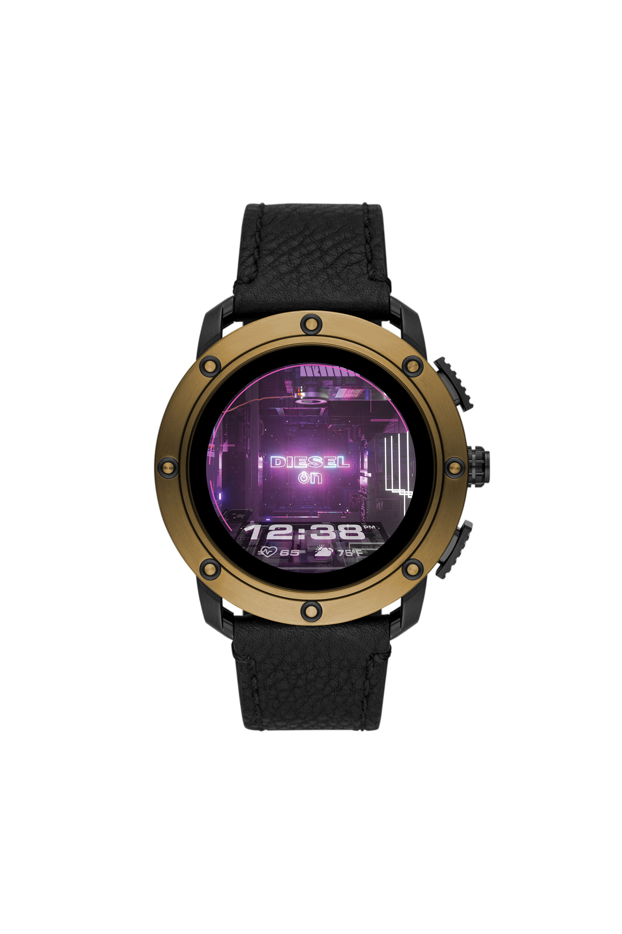 Diesel - DT2016, Male's Axial Smartwatch - Bronze Stainless Steel and Black Leather in Black/Bronze - 1