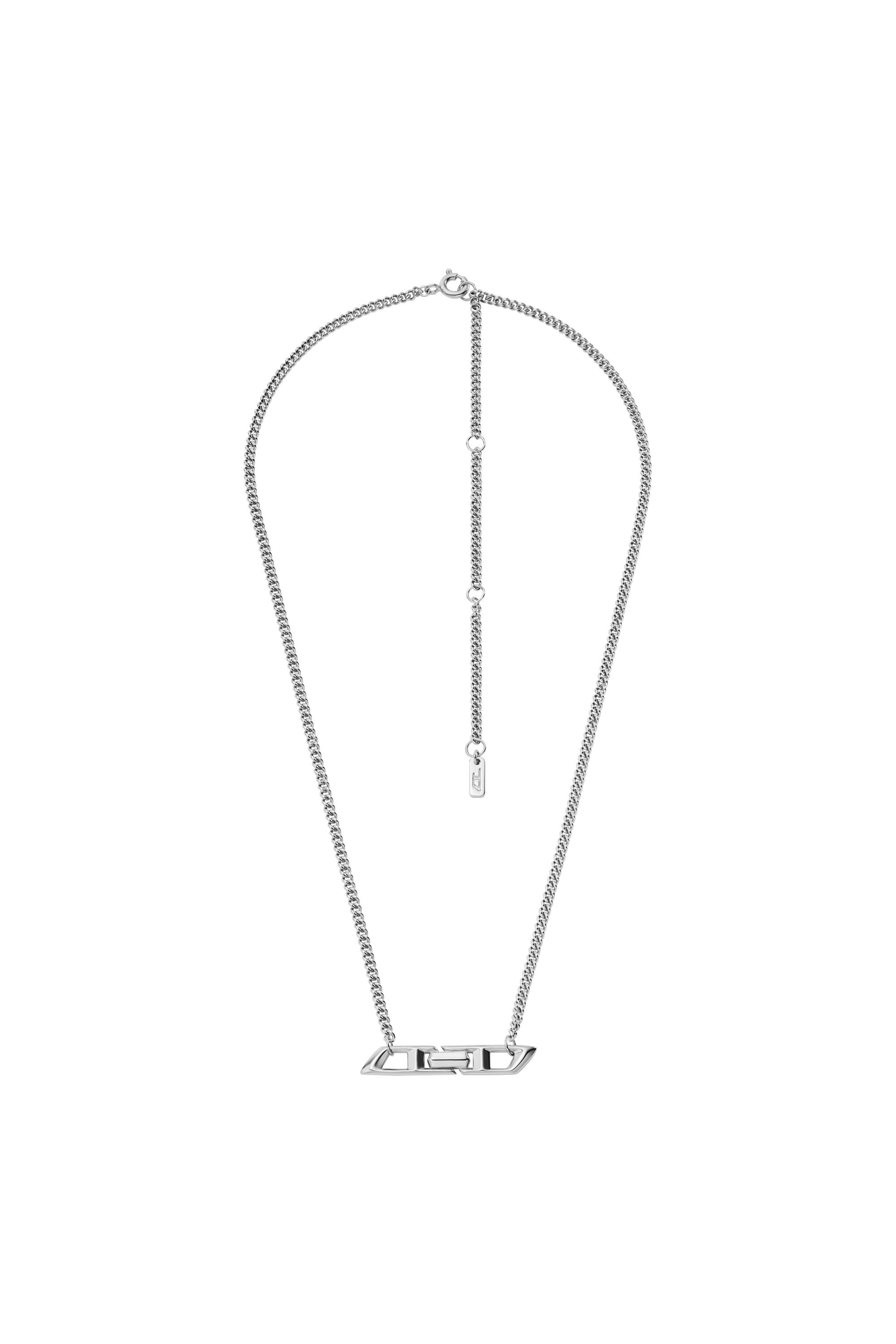 Diesel - DL1351040 STERLING SILVER JEWEL, Collier en argent sterling avec logo D Mixte in Gris argenté - 1