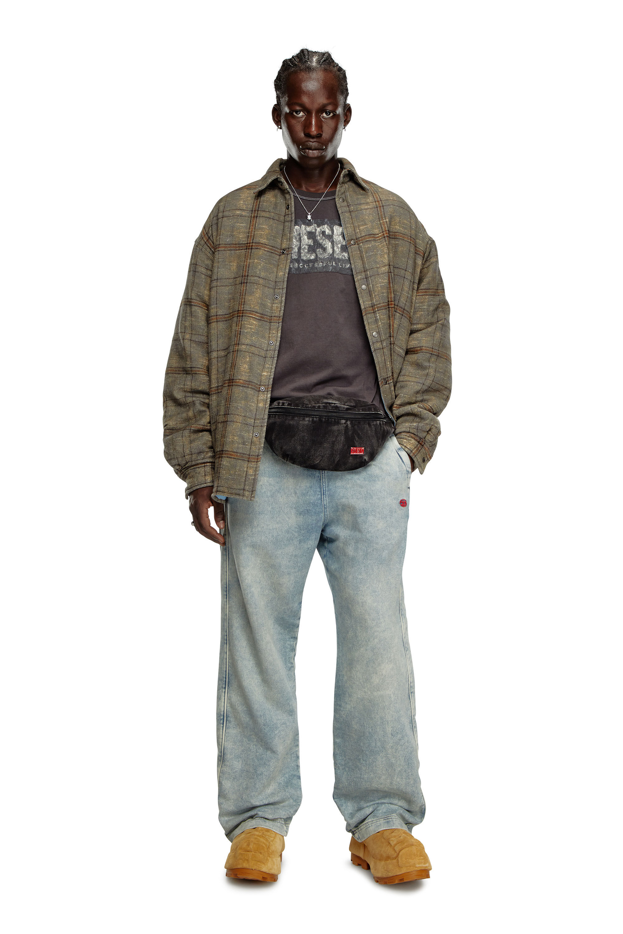 Men's T-shirt with graphic patches | Grey | Diesel