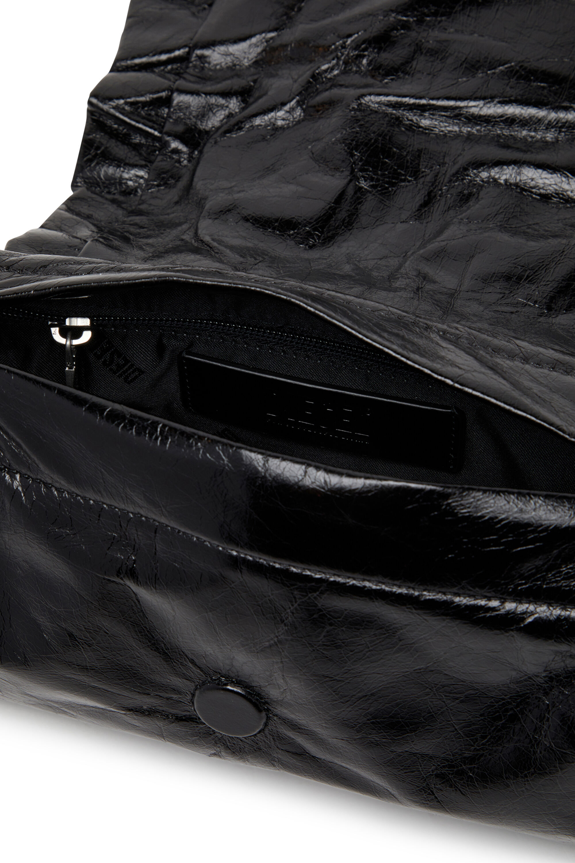 Diesel - SCRUNCH-D SHOULDER S, Female's Scrunch-D S-Shoulder bag in scrunched leather in Black - 2
