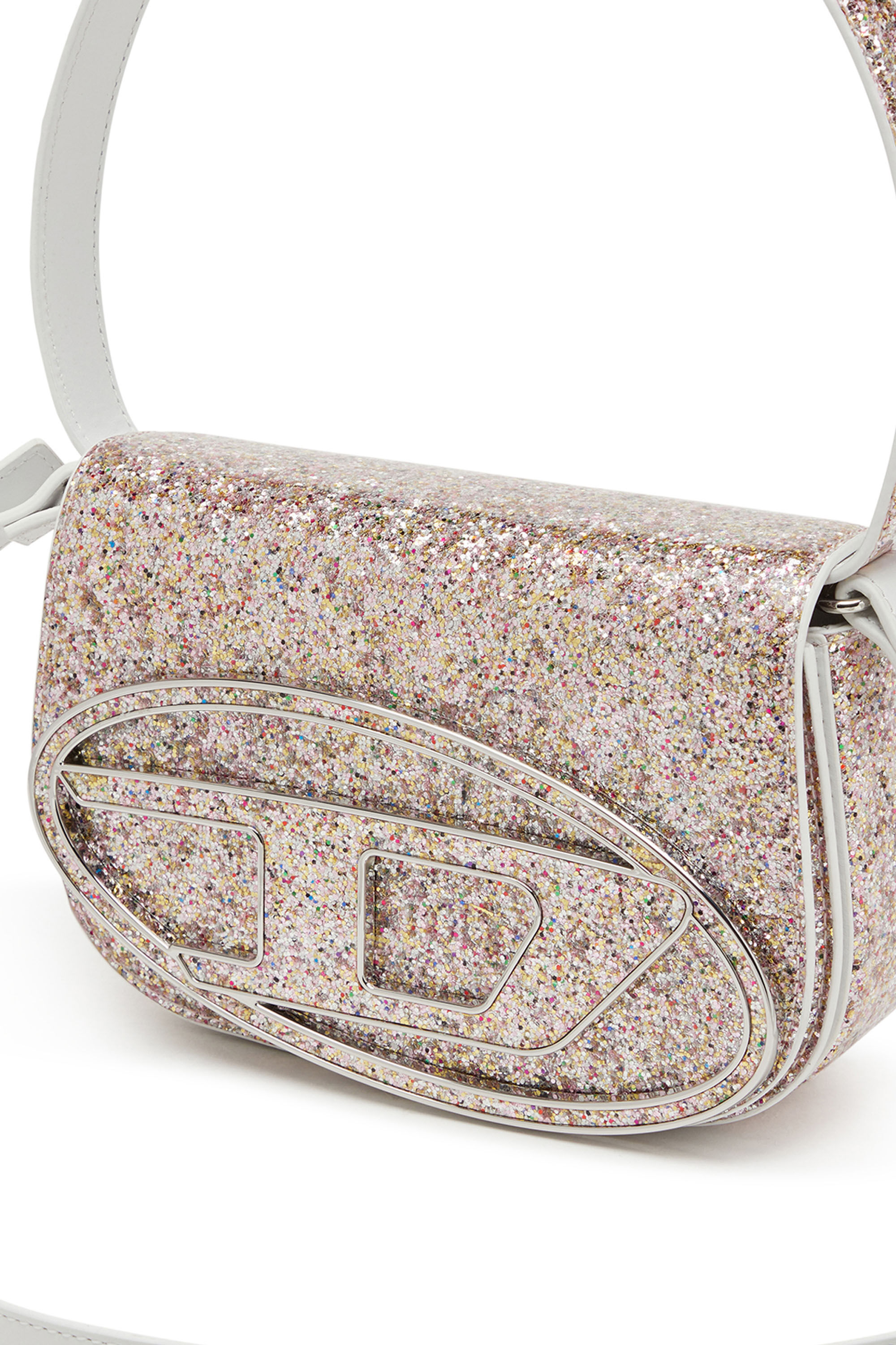 Diesel - 1DR, Female's 1DR-Iconic shoulder bag with macro glitter in Pink - 5