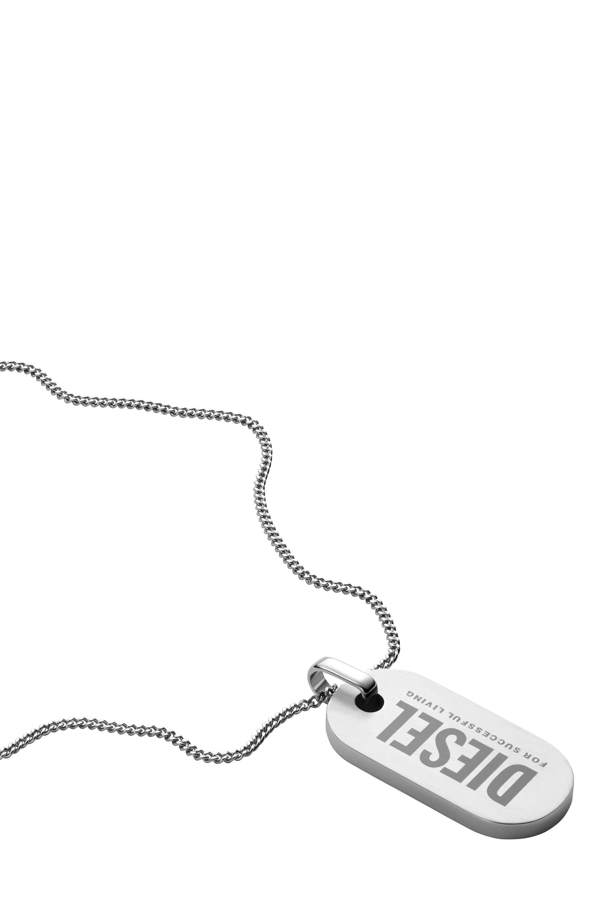 Diesel - DX1348, Collier con plaque style militaire en acier inoxydable Homme in Gris argenté - 1