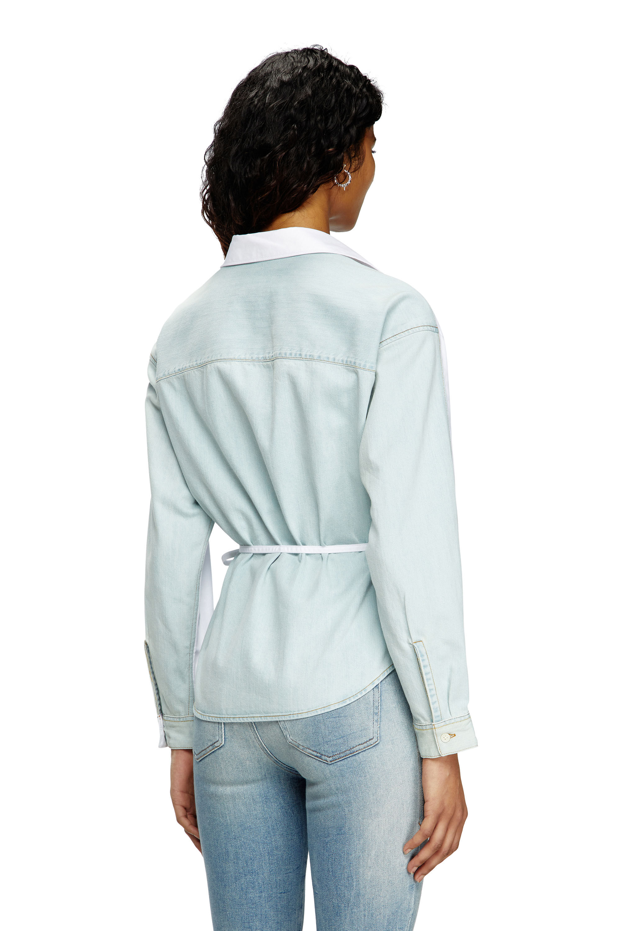 Diesel - C-DELPHI-DEN, Chemise portefeuille en popeline et denim Femme in Polychrome - 4