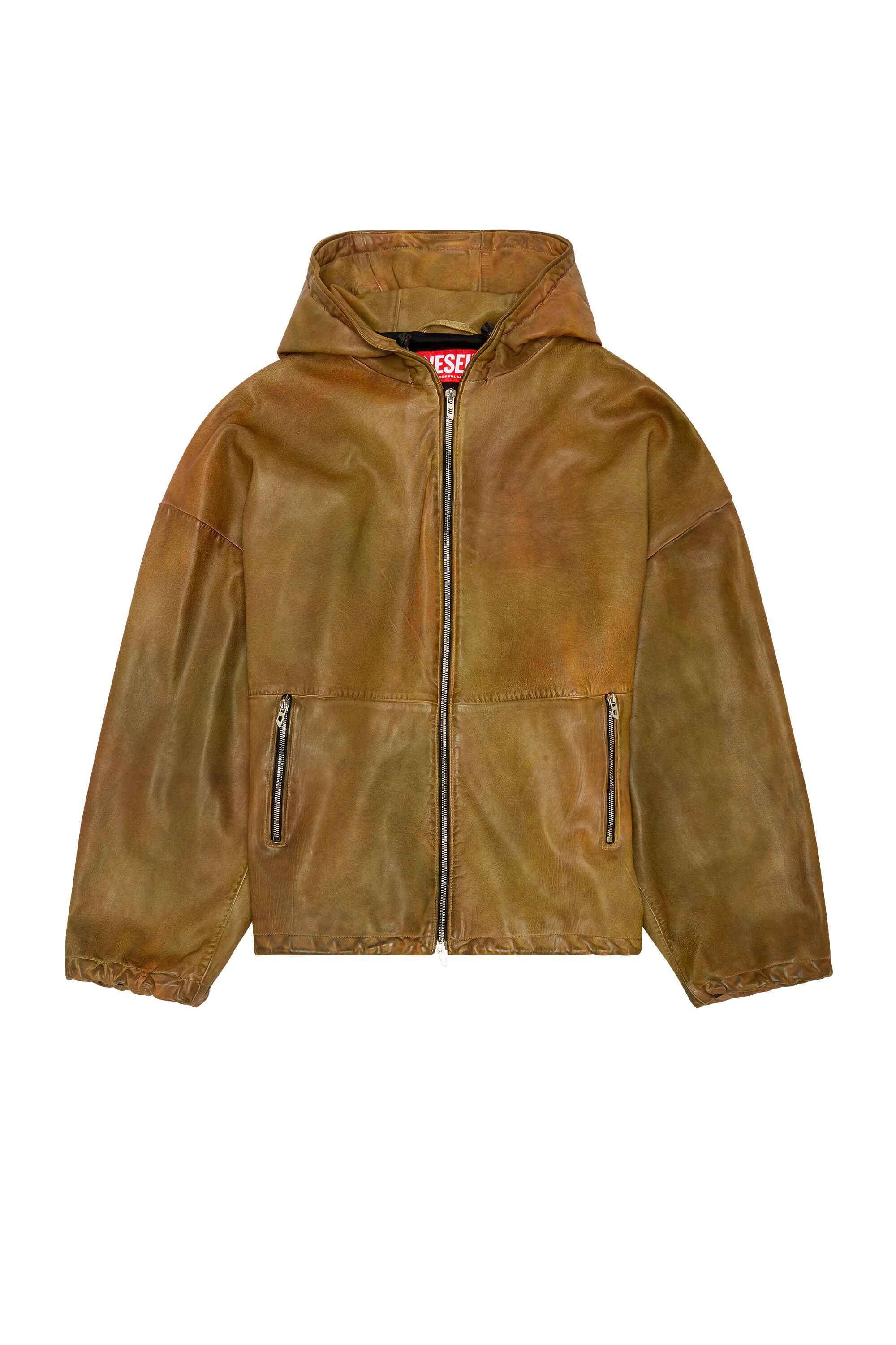 Diesel hooded leather jacket new arrivals