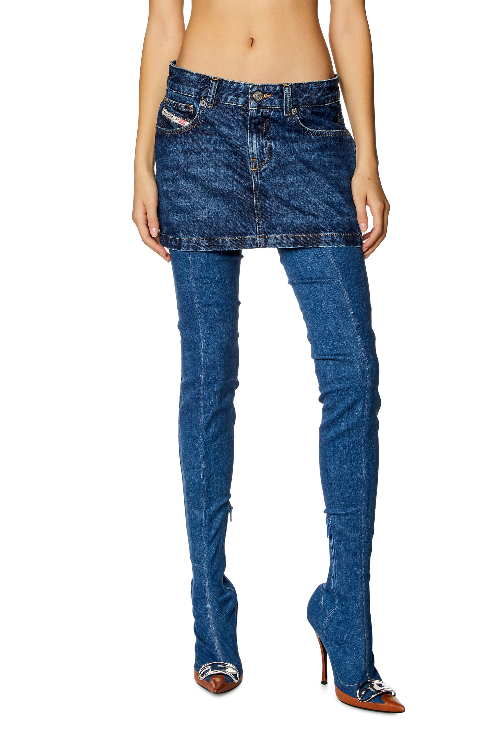 Diesel - DE-RON, Mini-jupe en denim Femme in Bleu - 3