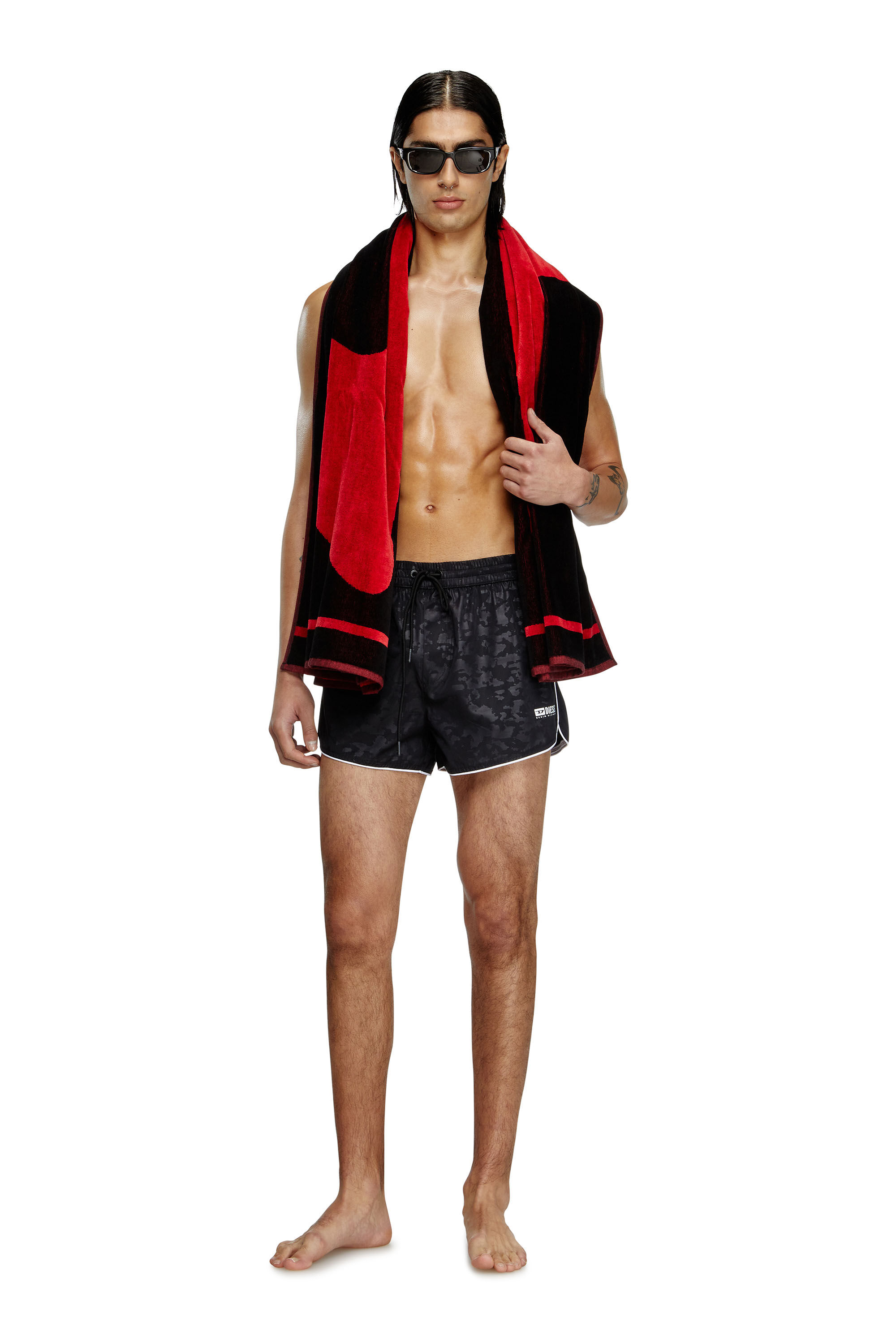 Diesel - OLIVER-30-D-BOX, Male's Swim shorts with pixelated camo motif in Black - 2