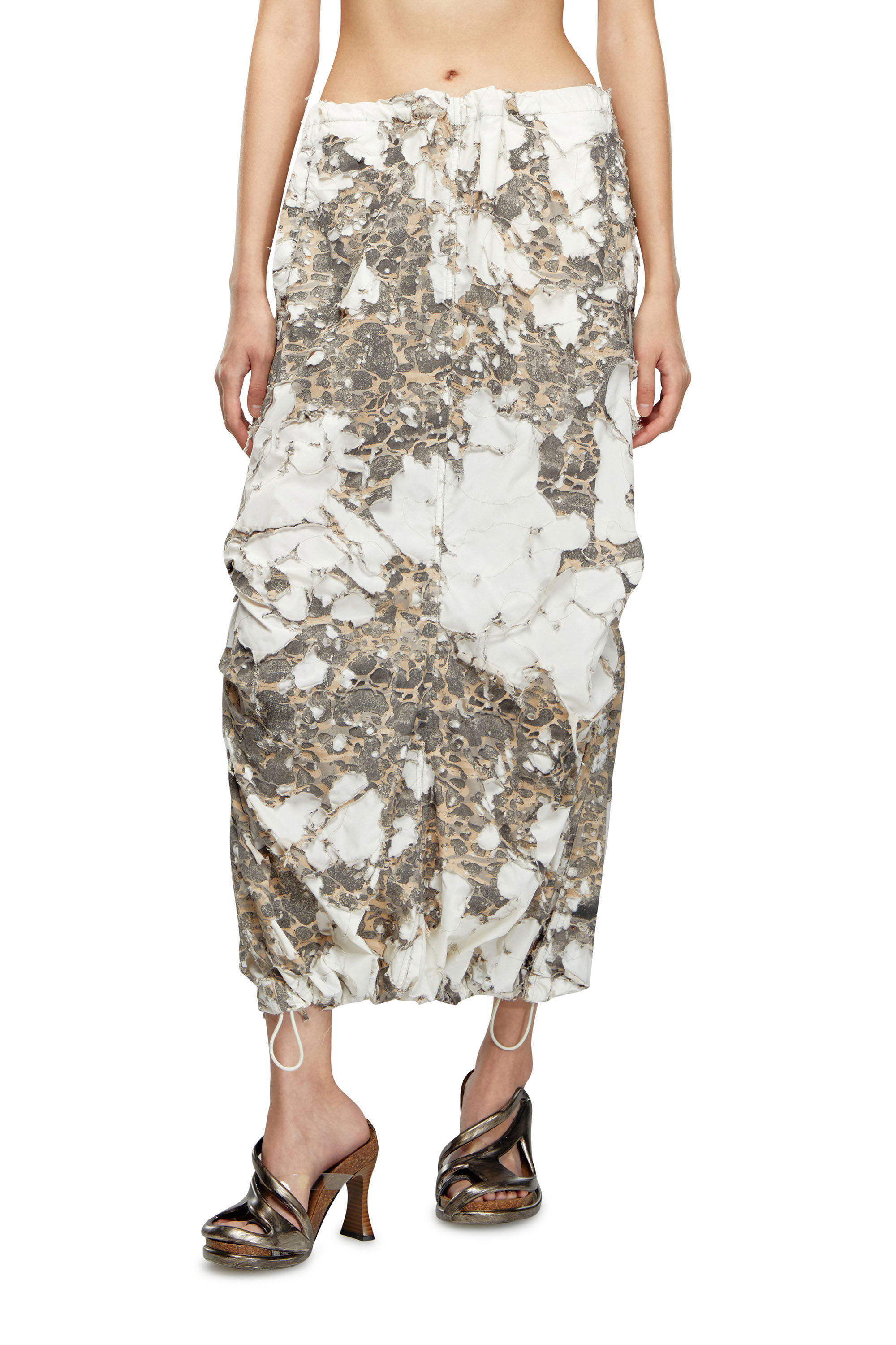 Diesel - O-HOCKYS, Female Long skirt with destroyed camo layer in White - Image 3