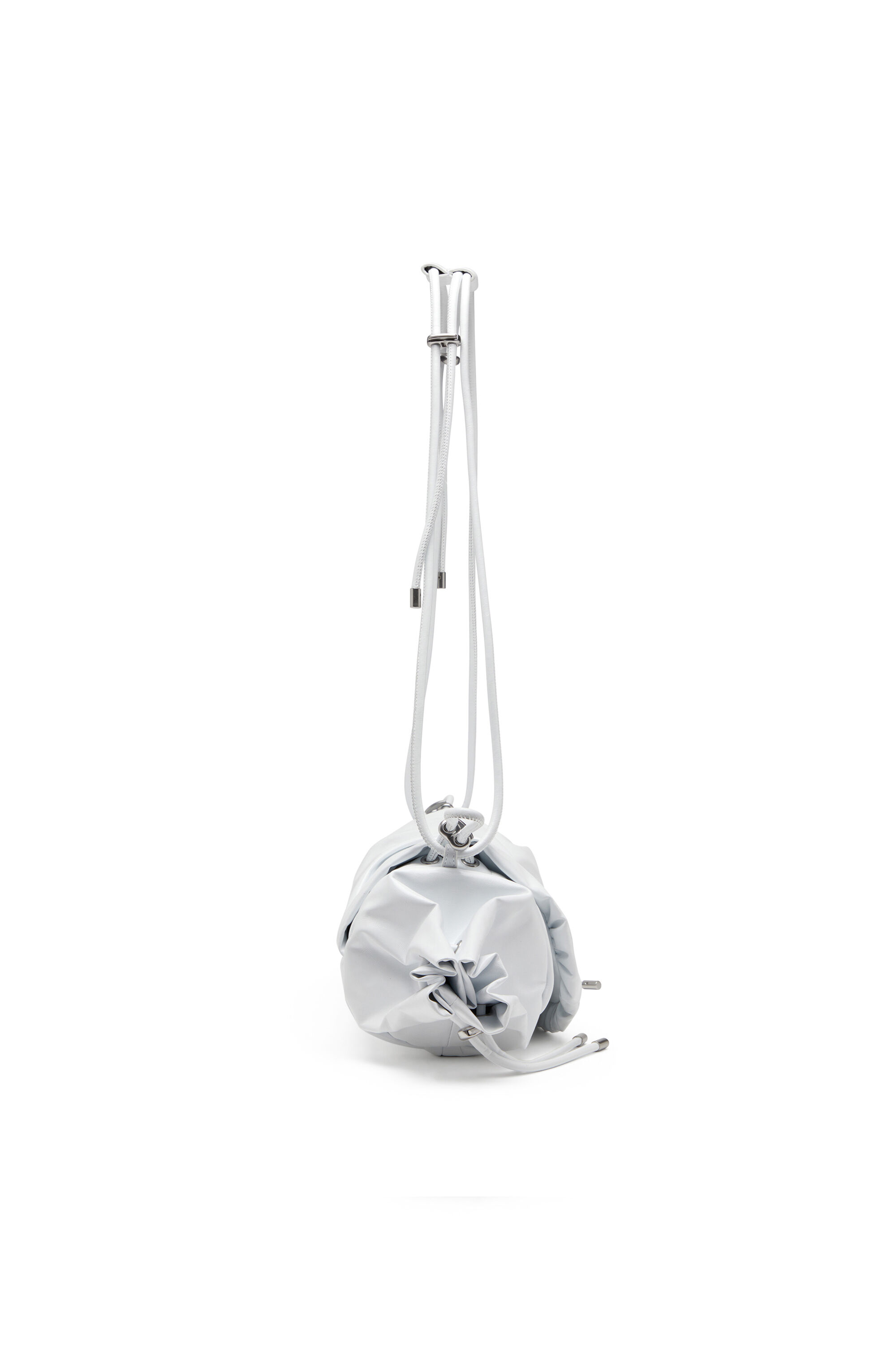 Diesel - SCRUNCH-D SHOULDER M, Female's Scrunch-D M-Shoulder bag in shiny leather in White - 4