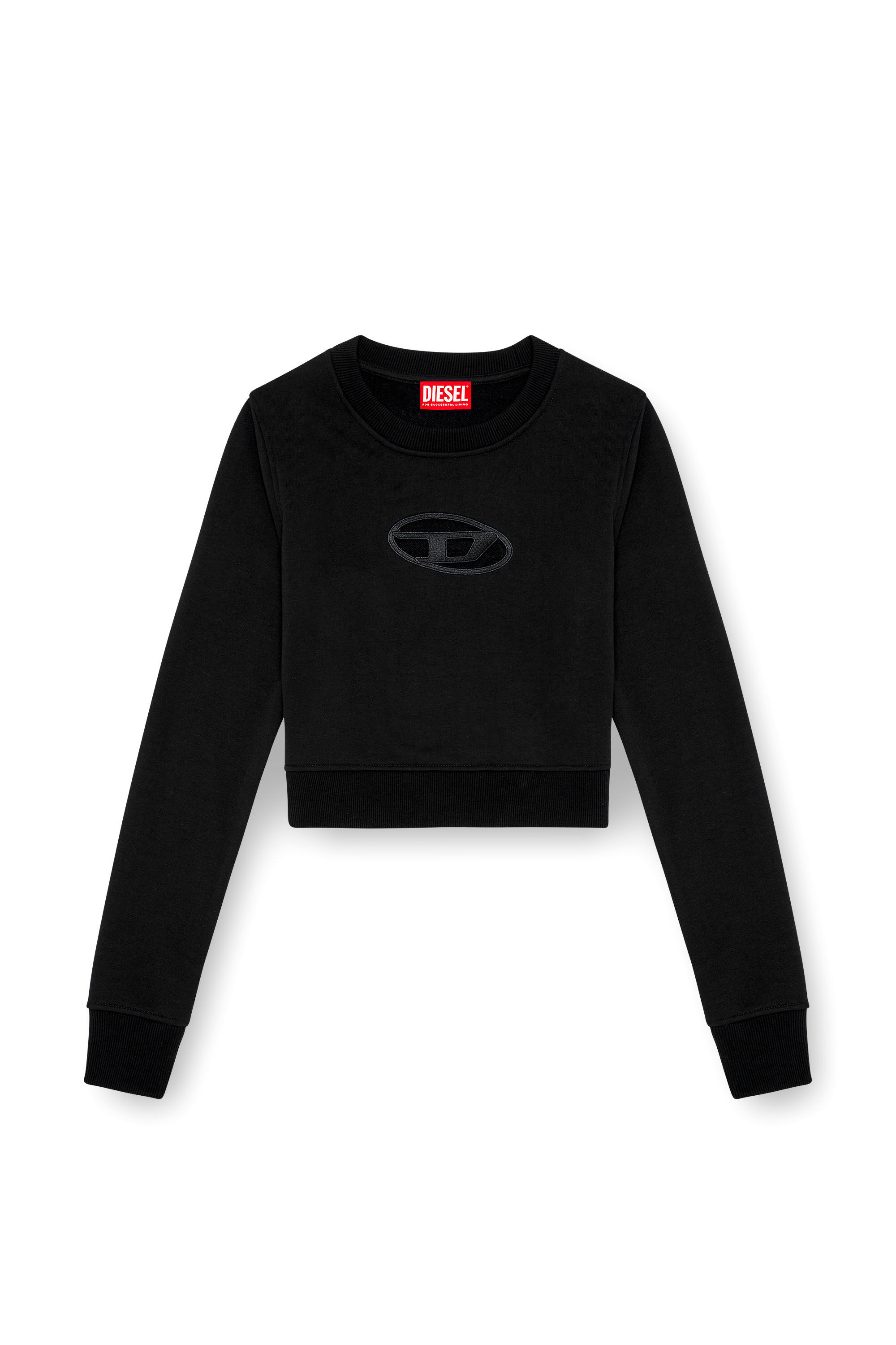Diesel - F-SLIMMY-OD, Female's Cropped sweatshirt with cut-out logo in Black - 2