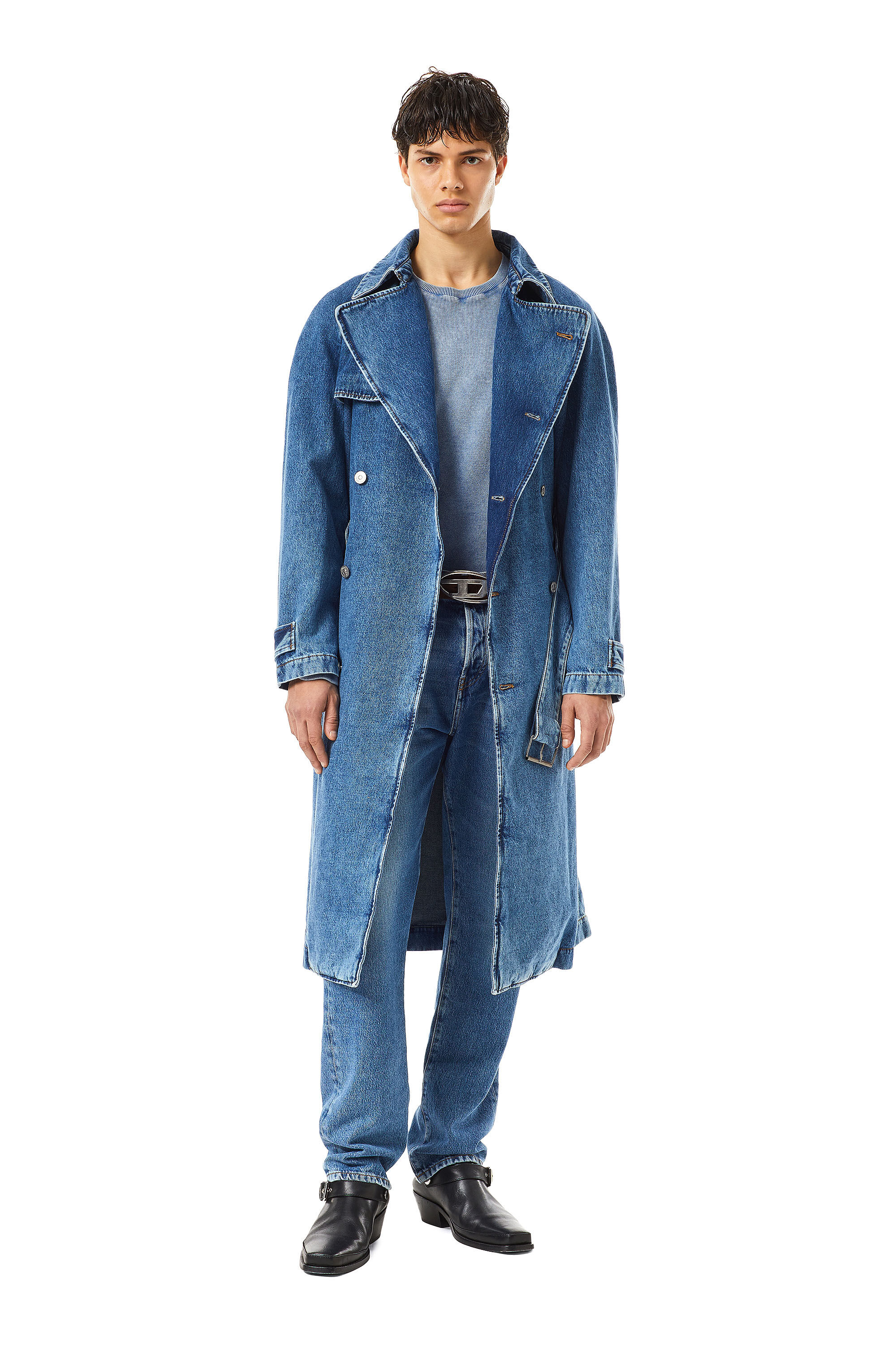 Diesel - D-DELIRIOUS DOUBLE BREASTED TRENCH COAT, Bleu moyen - Image 1