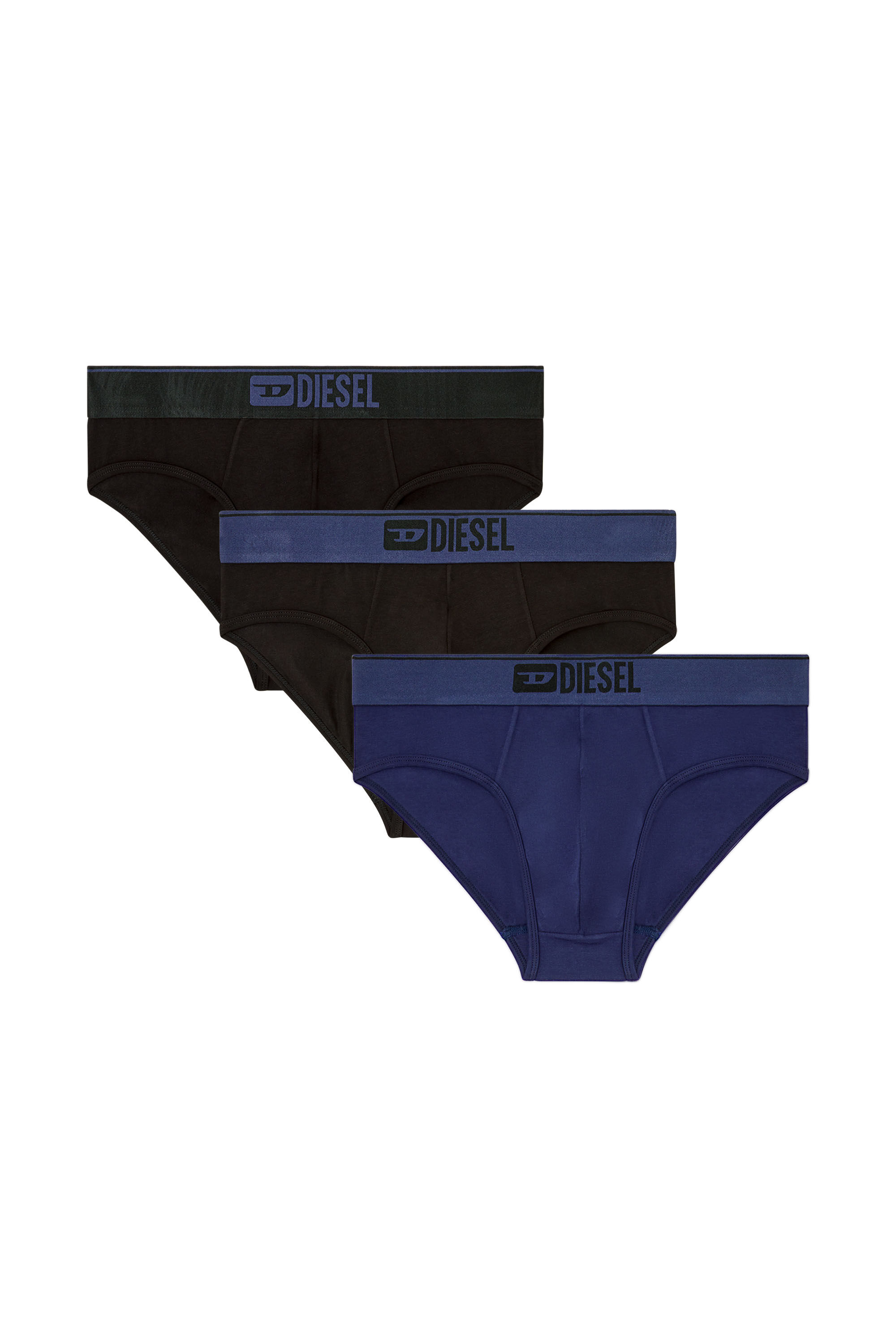Diesel - UMBR-ANDRETHREEPACK, Male's Three-pack of plain logo briefs in Blue/Black - 2