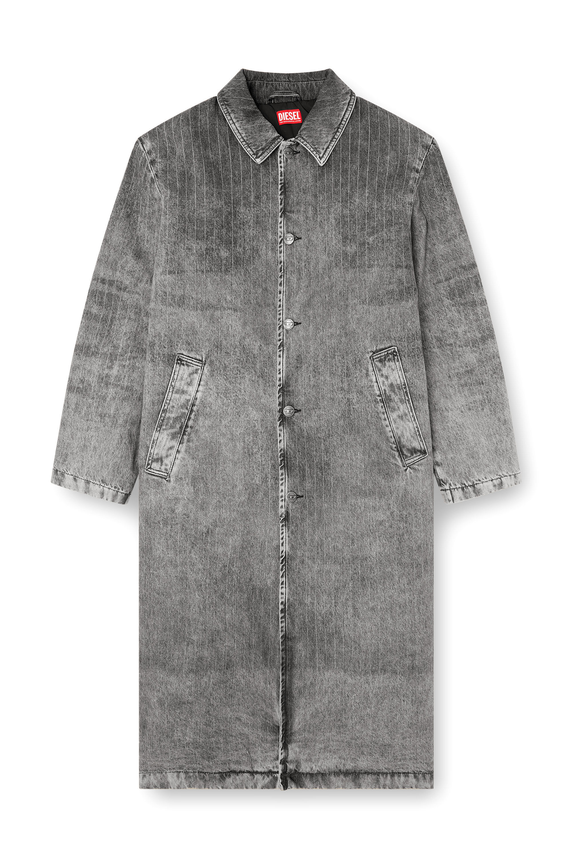 Diesel - D-JACK-S1, Male's Coat in tailoring pinstripe denim in Dark Grey - 2