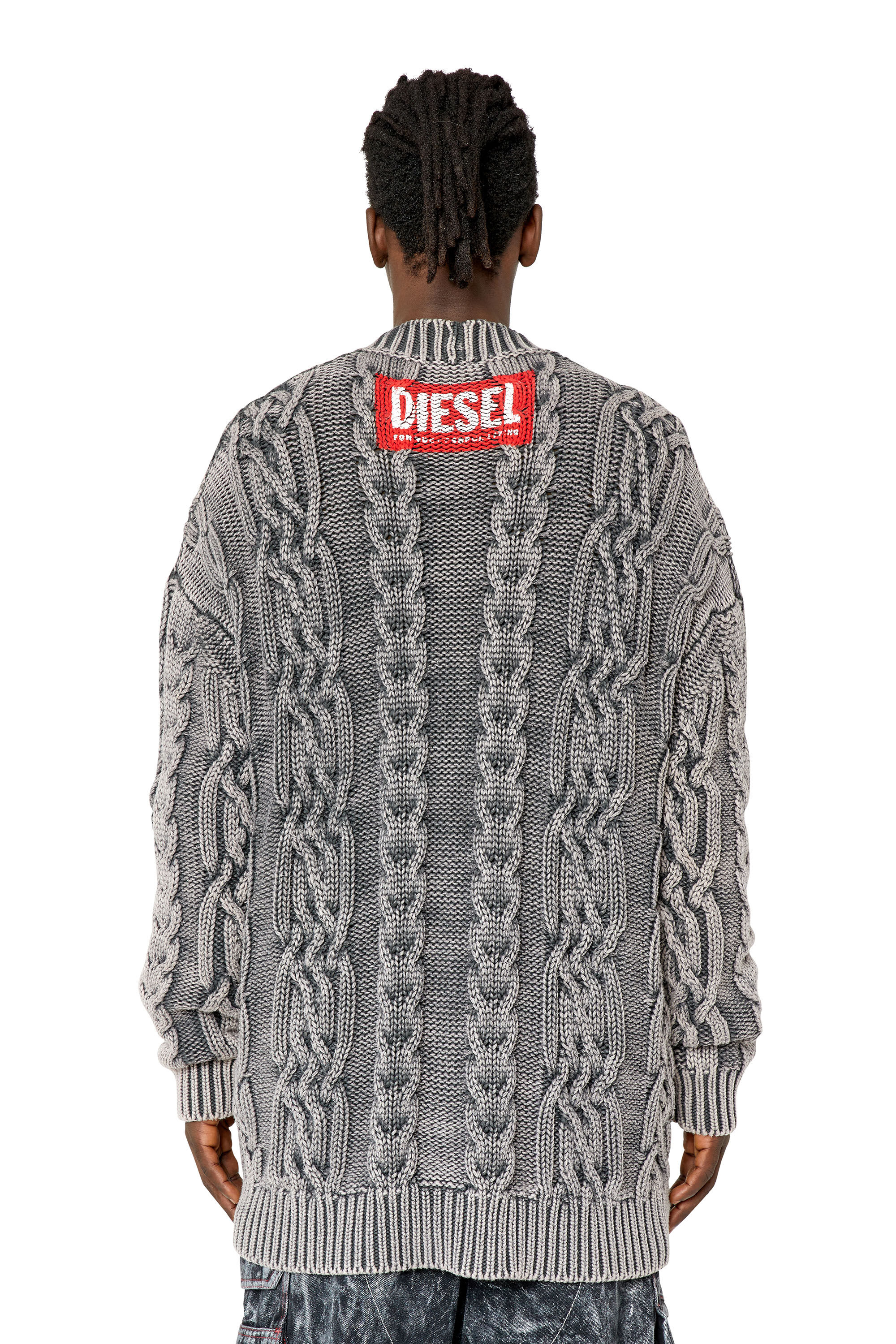 K-ELINDO Man: Oversized faded cable-knit cardigan | Diesel