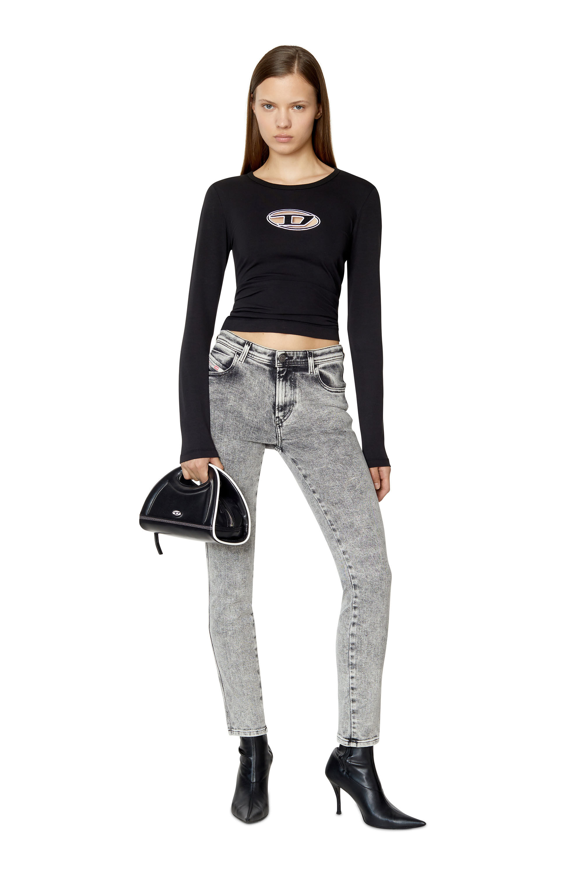 Diesel - 2015 Babhila 09D89 Skinny Jeans, Gris Clair - Image 1