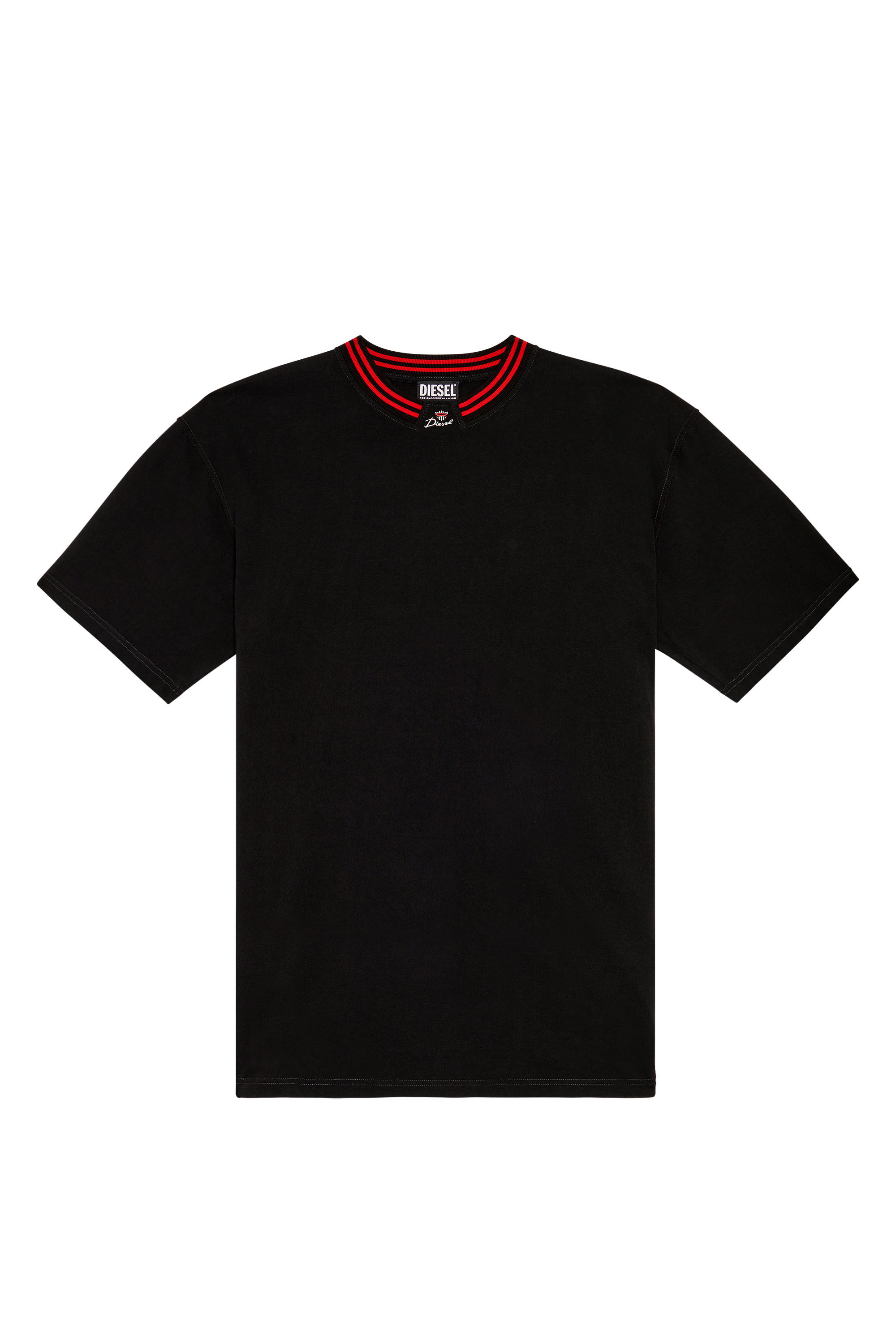 Diesel - T-KROWN, T-shirt avec col à logo Homme in Noir - 2