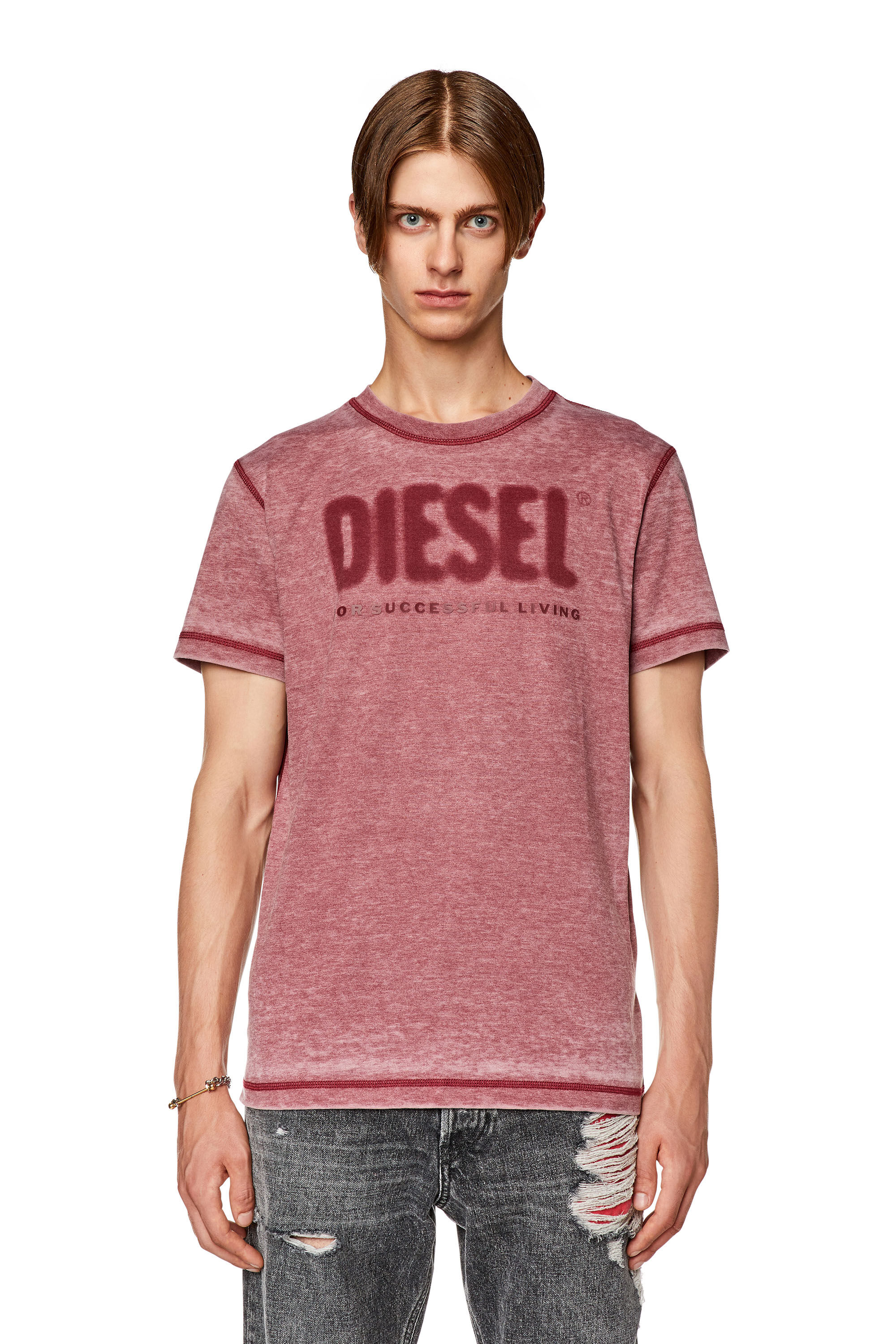 Men s T shirt with burn out logo T DIEGOR L1 Diesel