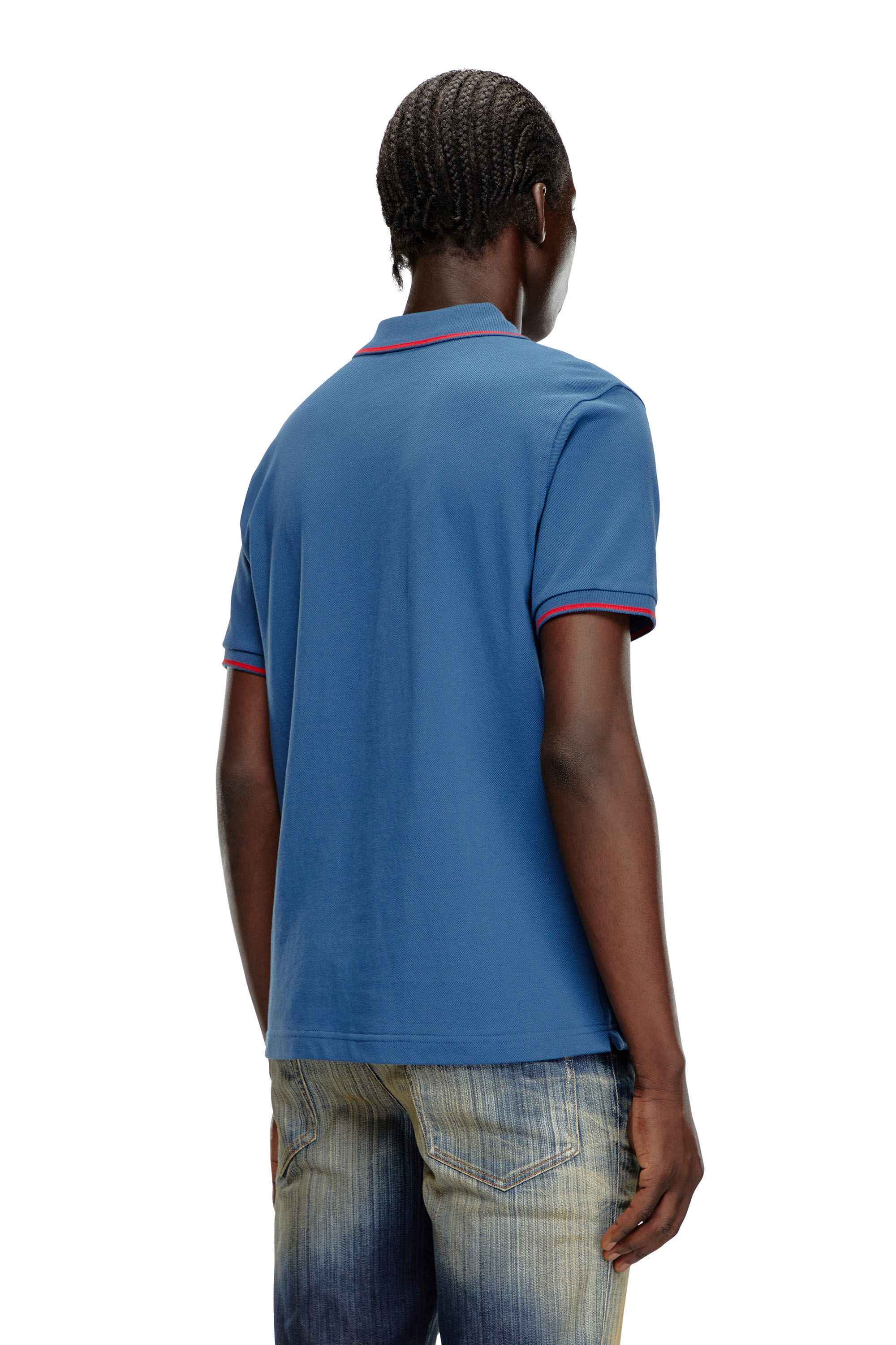 Diesel - T-FERRY-MICRODIV, Male's Polo shirt with micro Diesel embroidery in Blue - 4