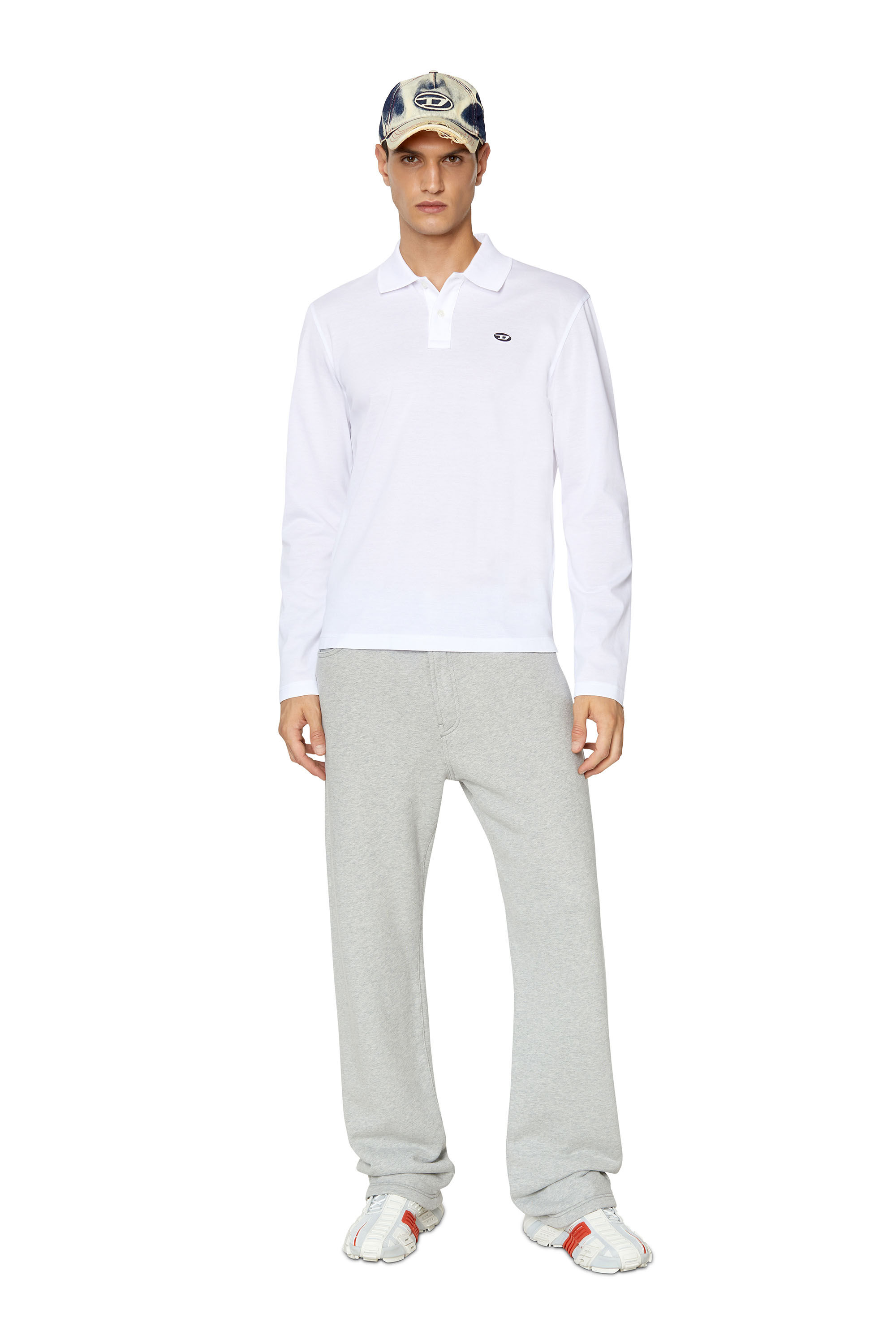 Diesel - T-SMITH-LS-DOVAL-PJ, Polo à manches longues avec empiècement D Homme in Blanc - 1