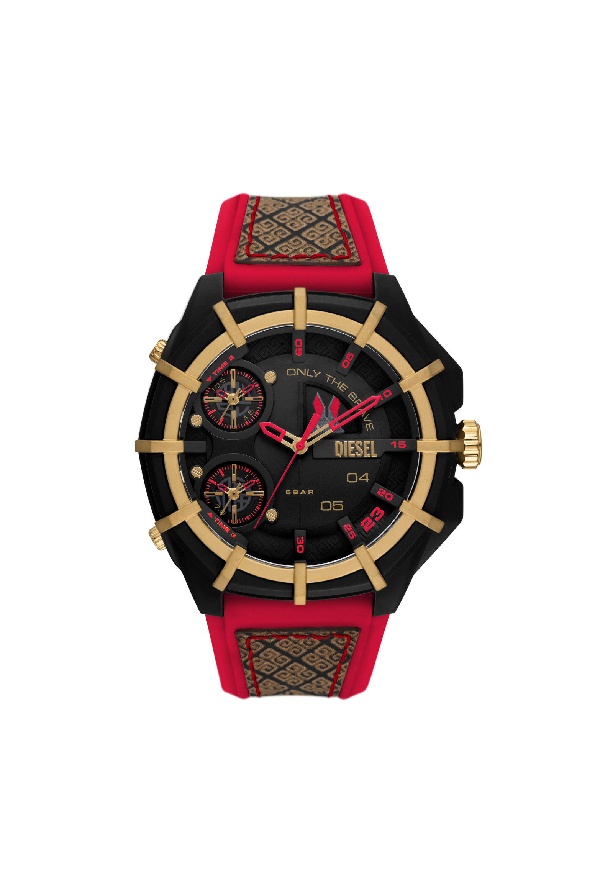 Diesel - DZ4618, Montre Framed en silicone et cuir Homme in Polychrome - 1