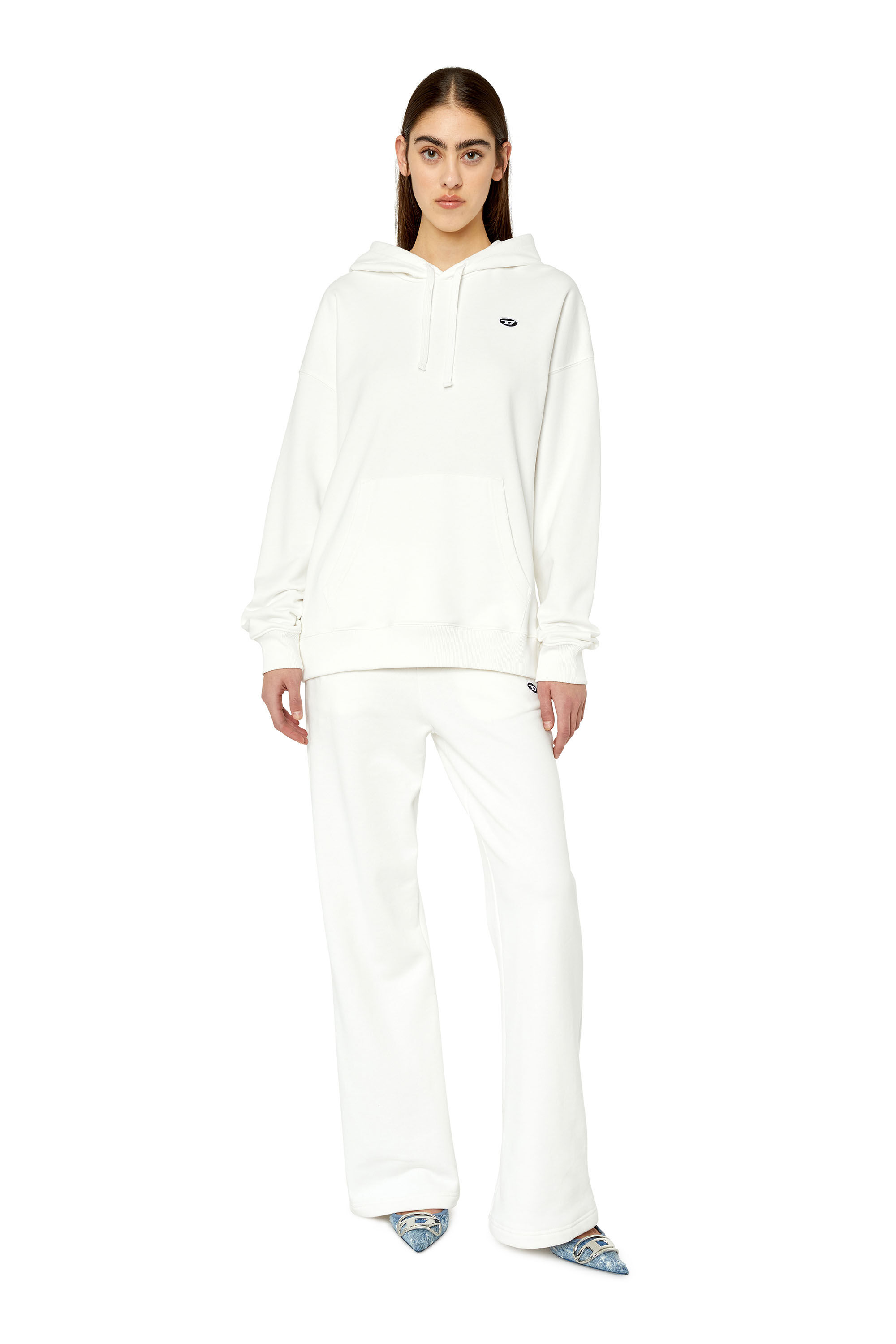 Diesel - F-REGGY-HOOD-DOVAL-PJ, Sweat-shirt à capuche avec empiècement oval D Femme in Blanc - 1