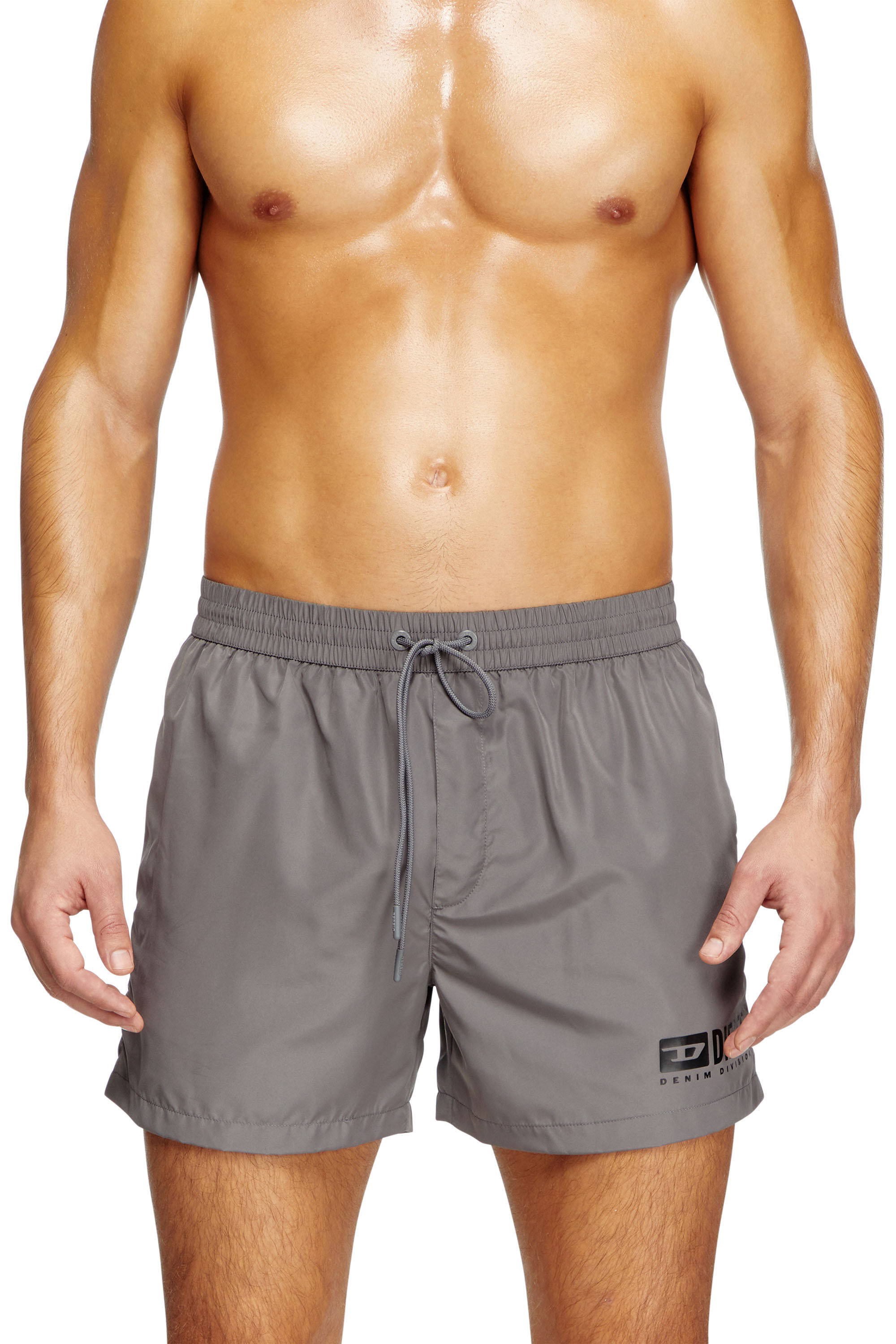 Diesel - KEN-37-D-BOX, Male's Mid-length swim shorts with logo print in Grey - 1